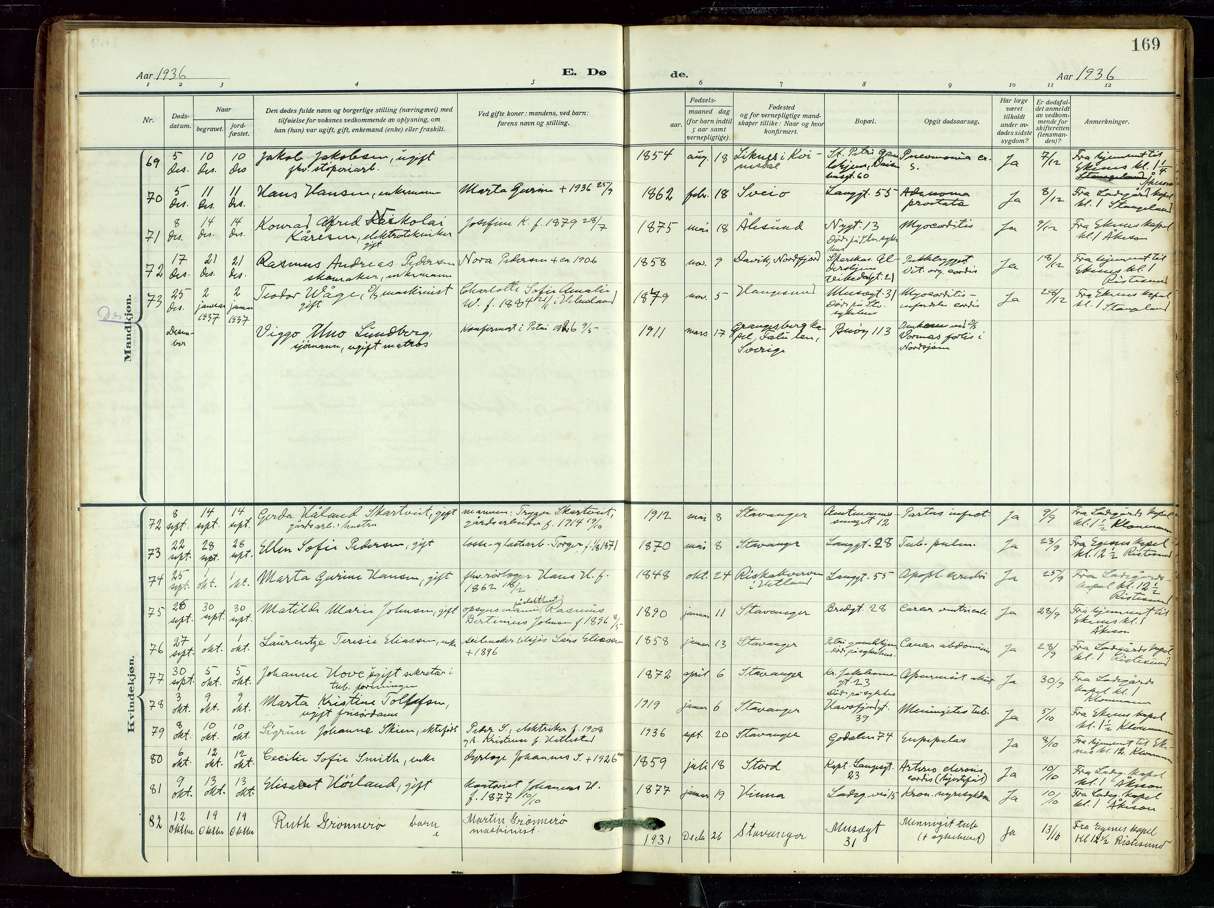 St. Petri sokneprestkontor, AV/SAST-A-101813/002/D/L0003: Parish register (official) no. A 28, 1919-1938, p. 169