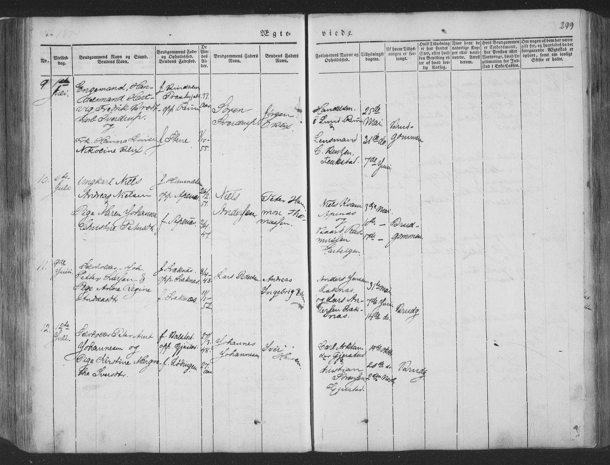 Ministerialprotokoller, klokkerbøker og fødselsregistre - Nordland, AV/SAT-A-1459/881/L1165: Parish register (copy) no. 881C02, 1854-1876, p. 299