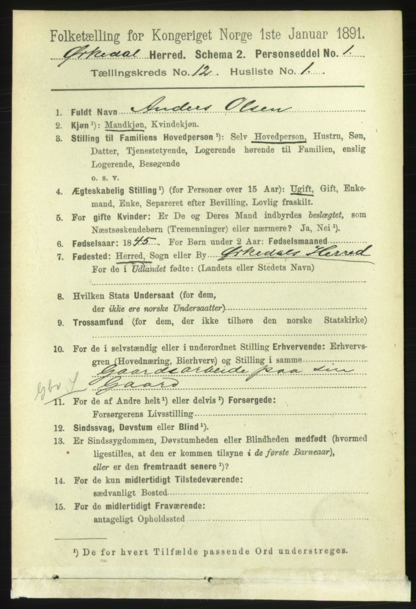 RA, 1891 census for 1638 Orkdal, 1891, p. 5580