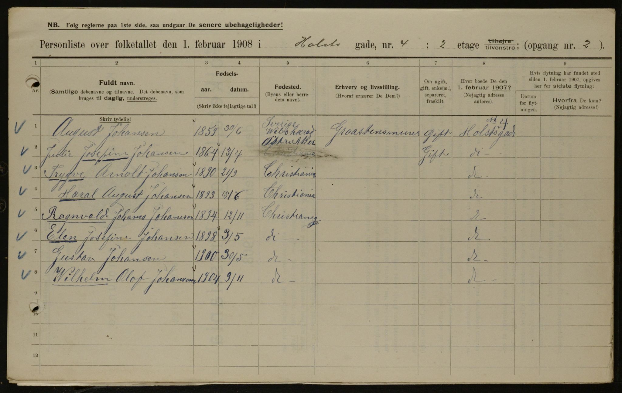 OBA, Municipal Census 1908 for Kristiania, 1908, p. 36866