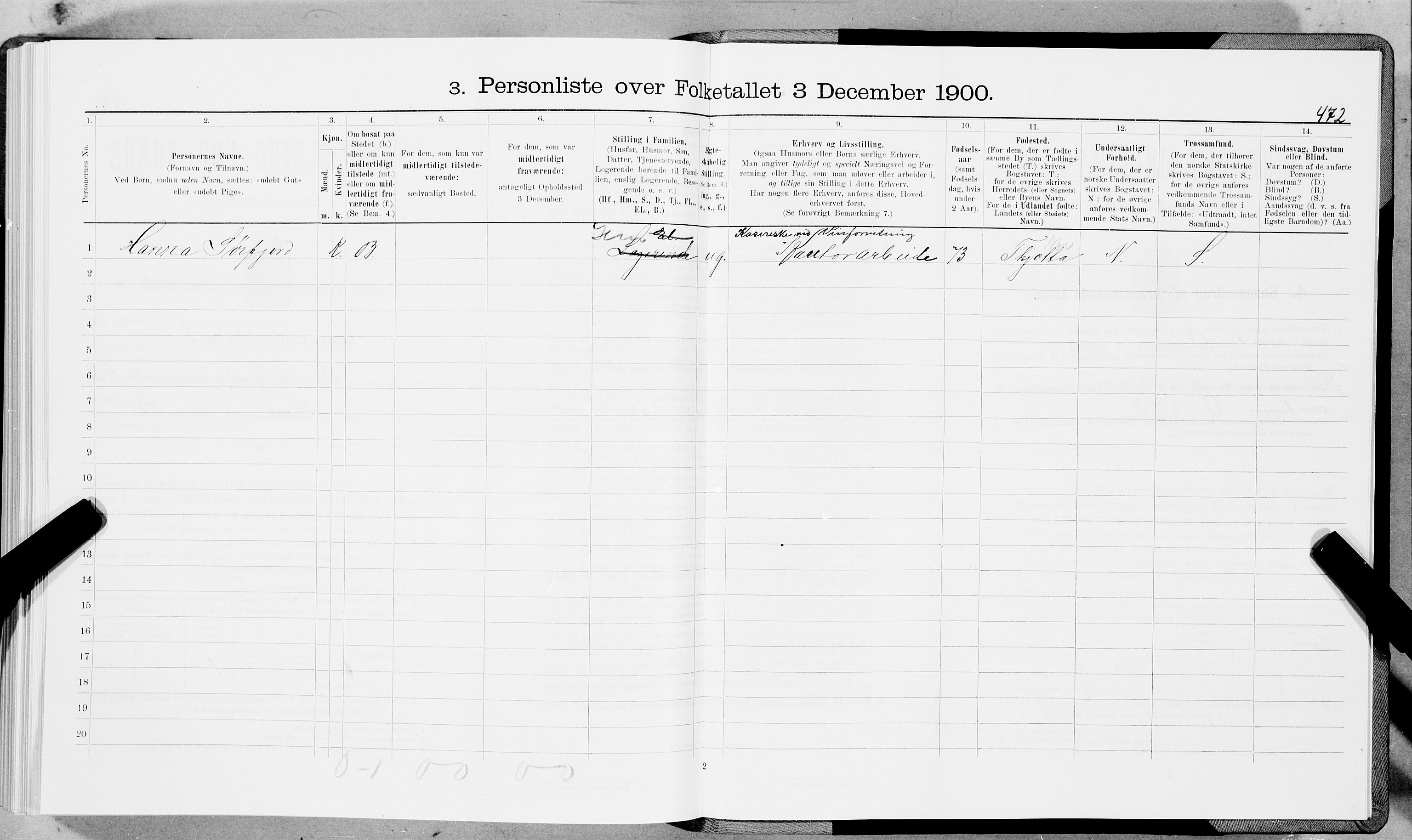 SAT, 1900 census for Trondheim, 1900, p. 8314