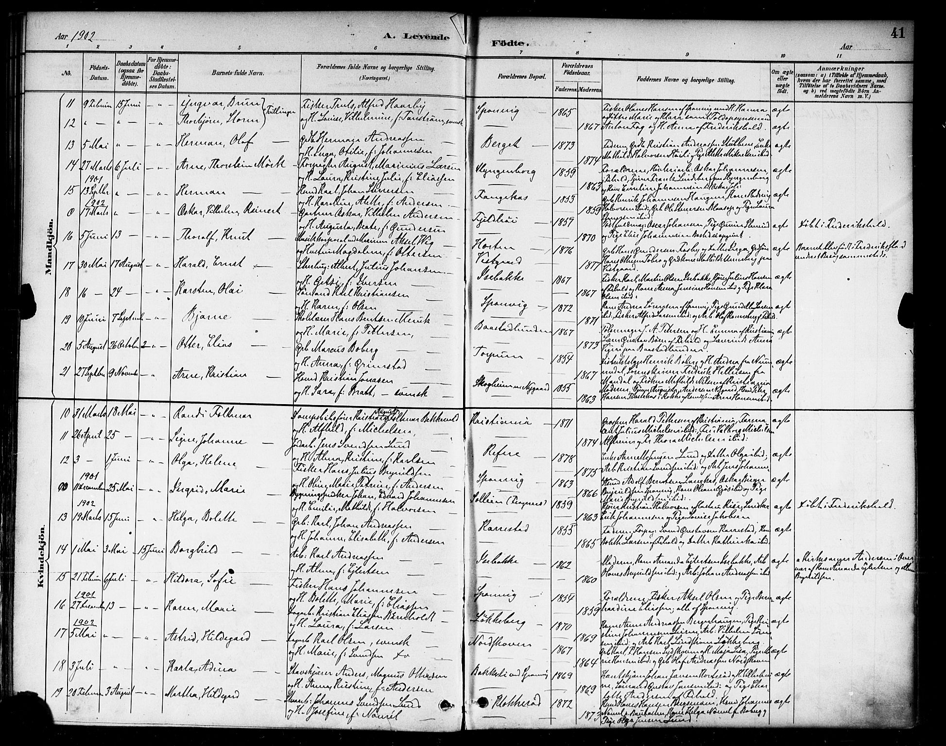 Berg prestekontor Kirkebøker, AV/SAO-A-10902/F/Fa/L0007: Parish register (official) no. I 7, 1888-1902, p. 41