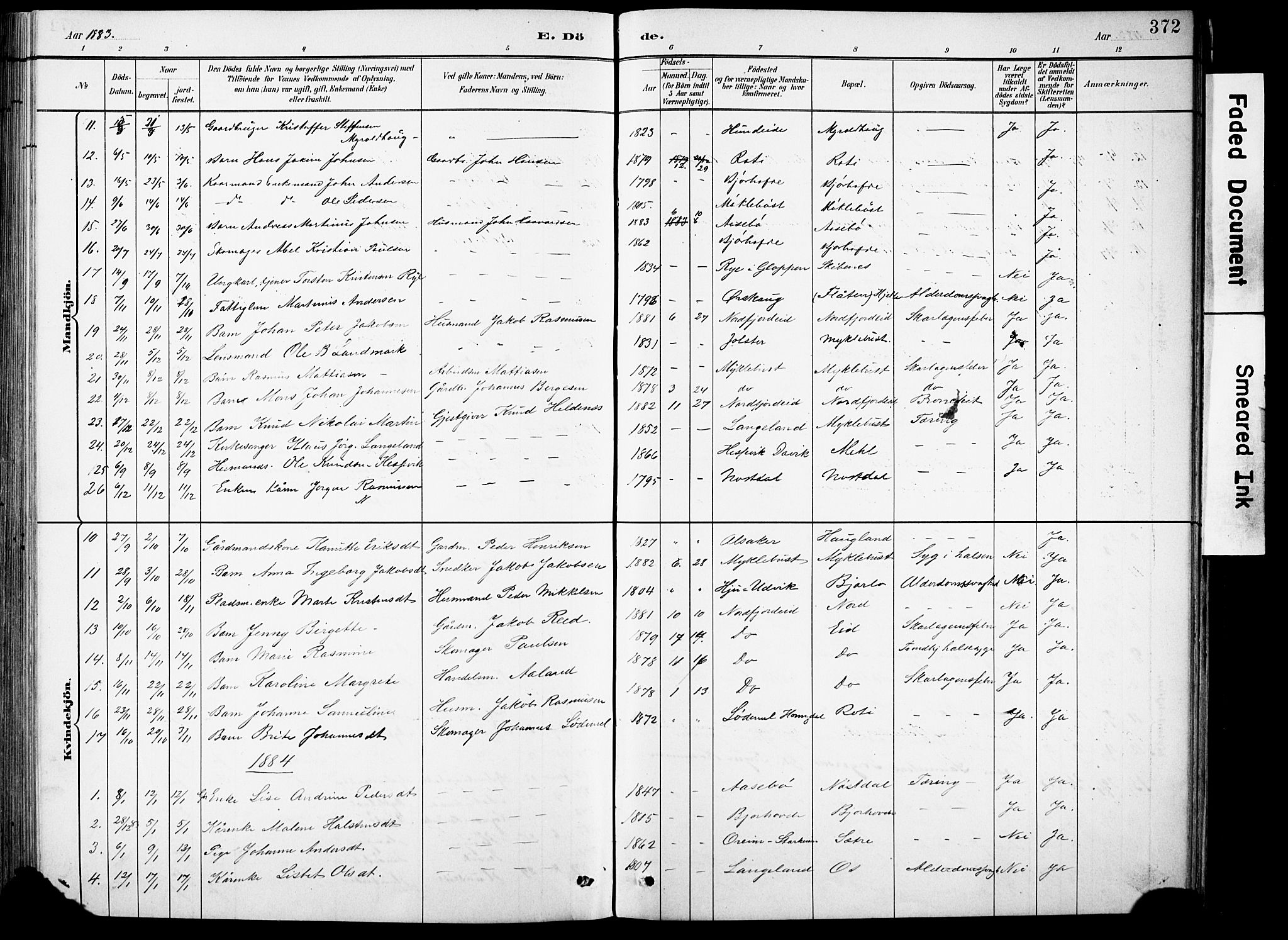 Eid sokneprestembete, AV/SAB-A-82301/H/Hab/Habb/L0002: Parish register (copy) no. B 2, 1882-1907, p. 372