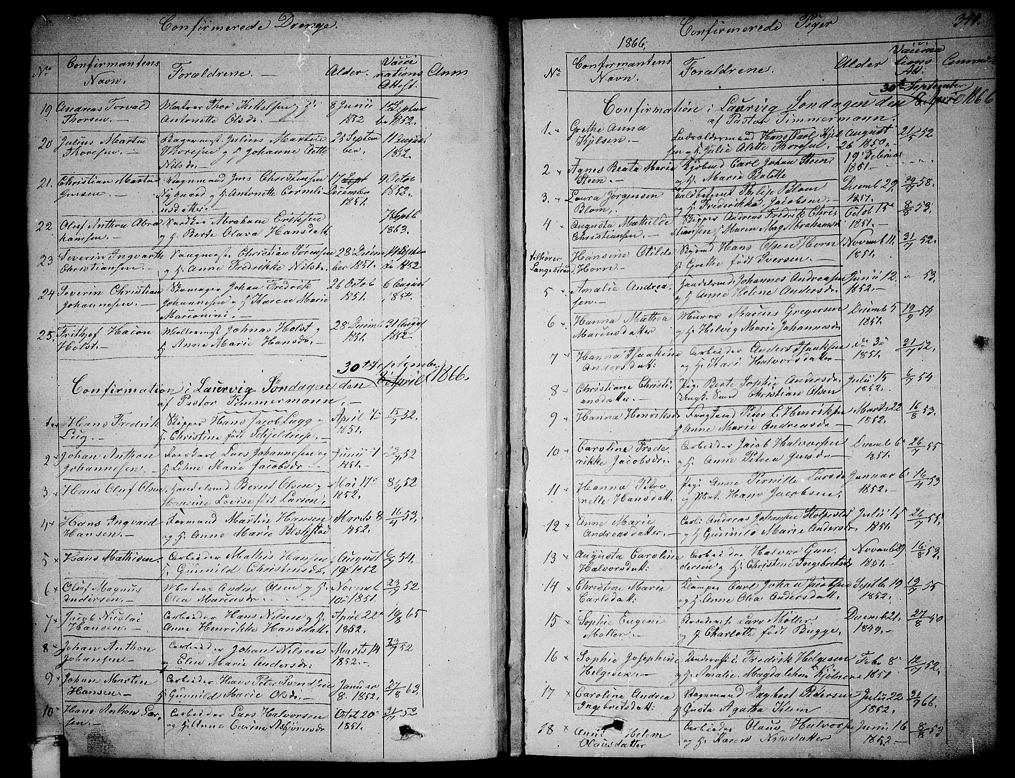 Larvik kirkebøker, AV/SAKO-A-352/G/Ga/L0003b: Parish register (copy) no. I 3B, 1830-1870, p. 349