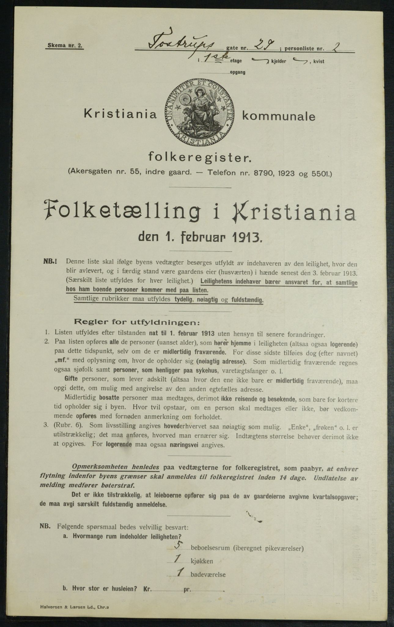 OBA, Municipal Census 1913 for Kristiania, 1913, p. 115291