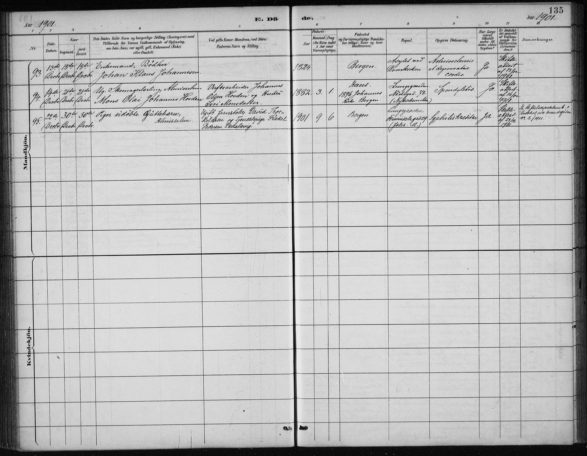 Bergen kommunale pleiehjem - stiftelsespresten, AV/SAB-A-100281: Parish register (official) no. A 5, 1887-1908, p. 135