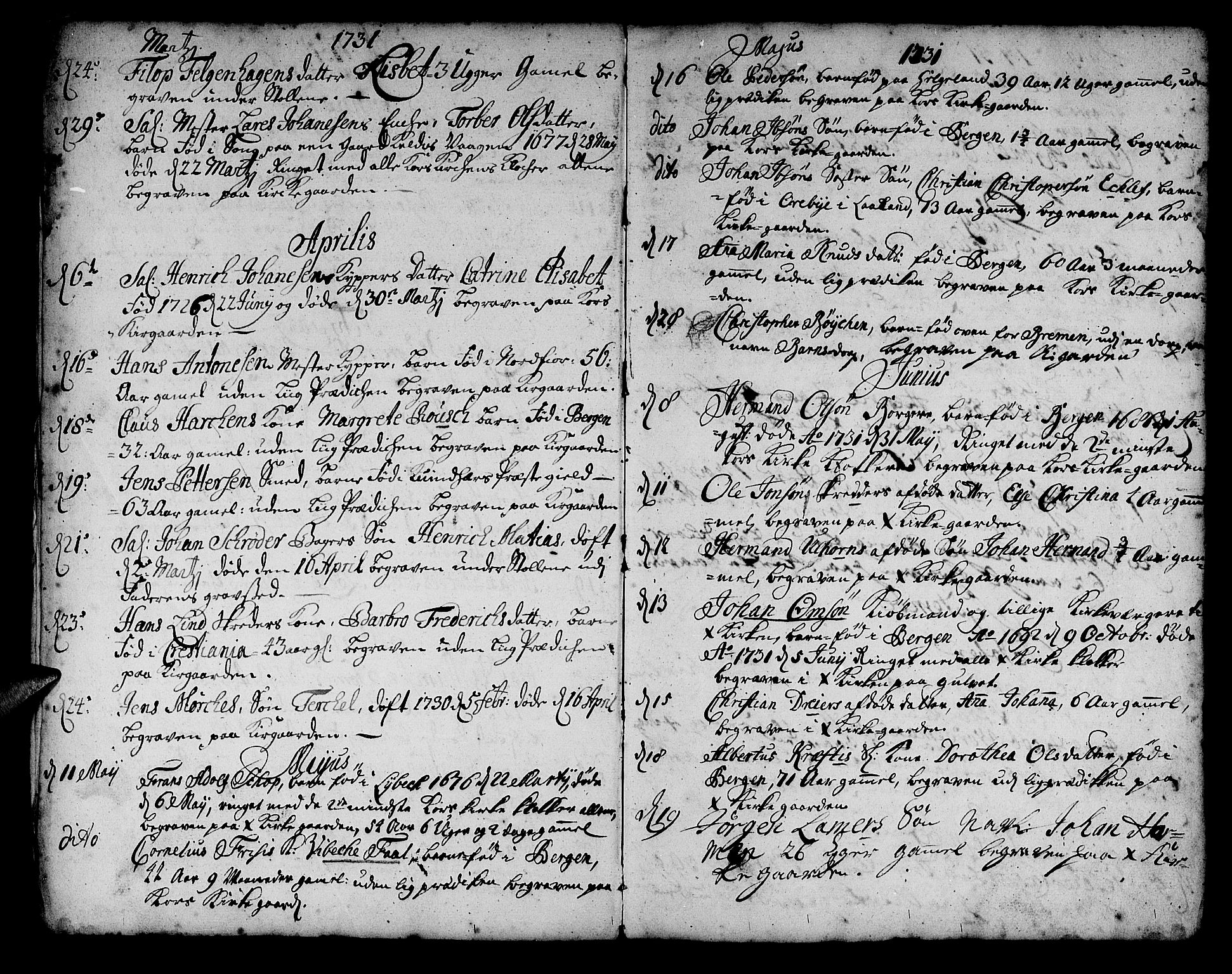 Korskirken sokneprestembete, SAB/A-76101/H/Haa/L0011: Parish register (official) no. A 11, 1731-1785, p. 198