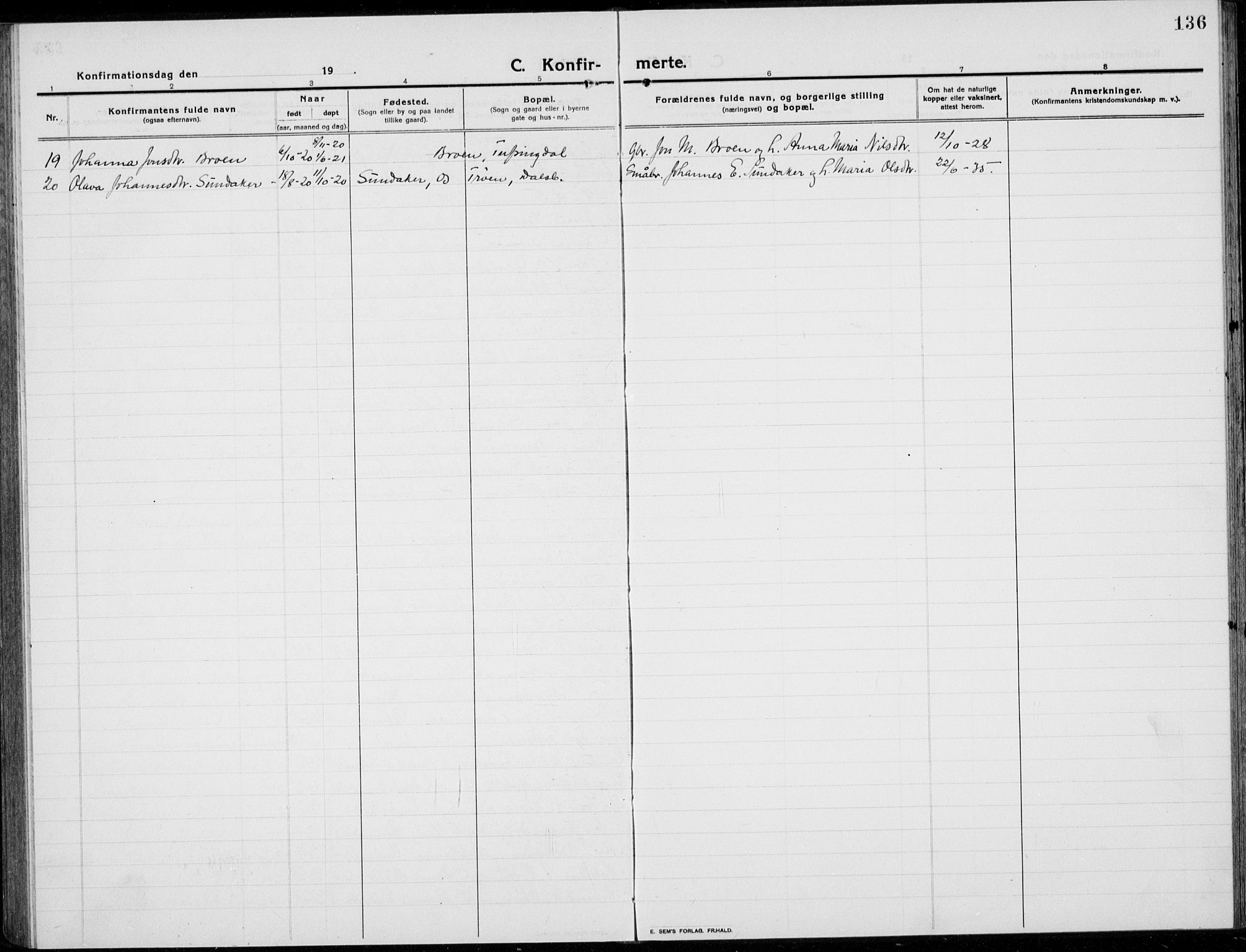 Tolga prestekontor, SAH/PREST-062/L/L0014: Parish register (copy) no. 14, 1913-1936, p. 136