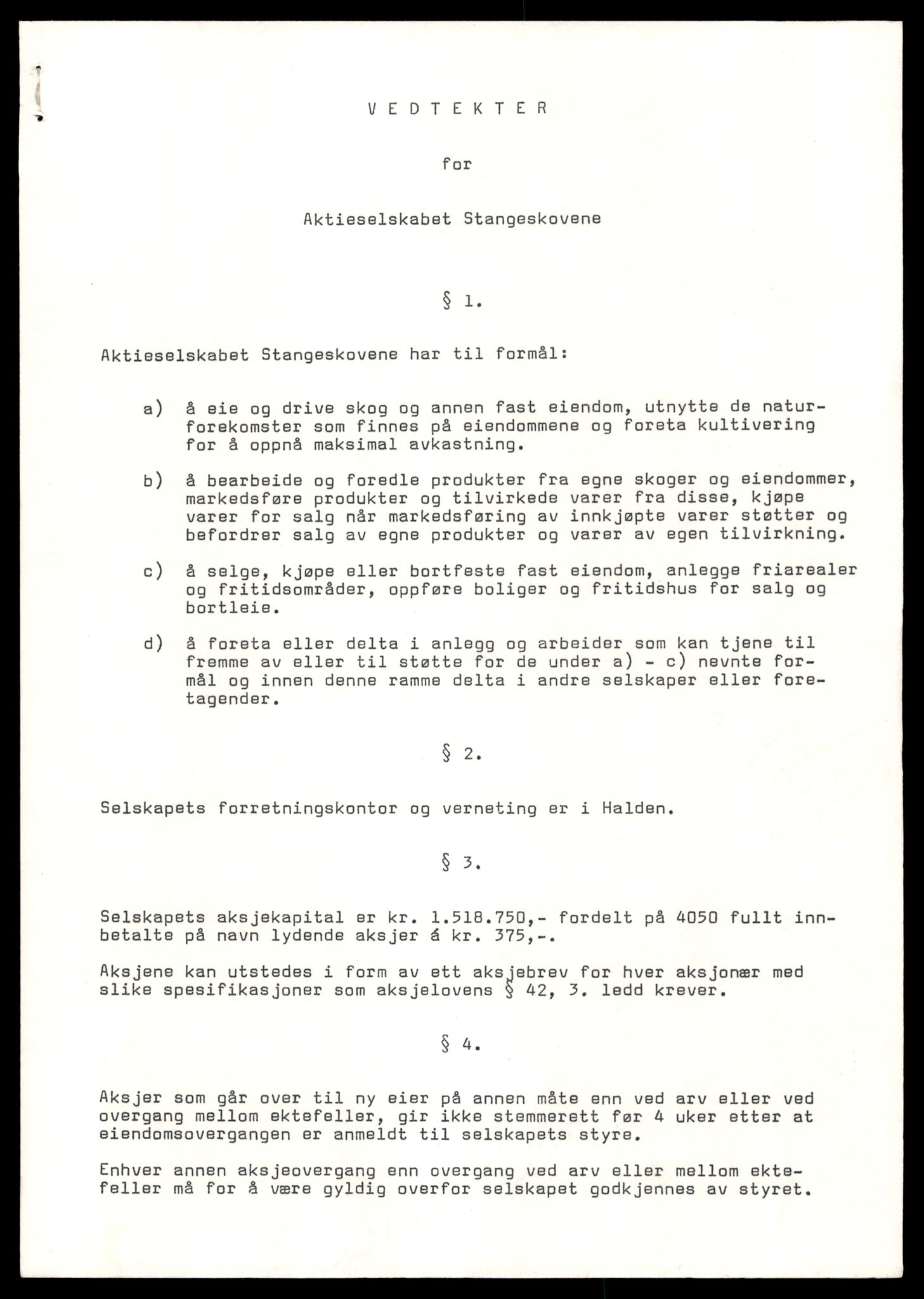 Halden tingrett, AV/SAT-A-10067/K/Kb/Kba/L0020: Aksjeselskap, St-Sy, 1944-1990