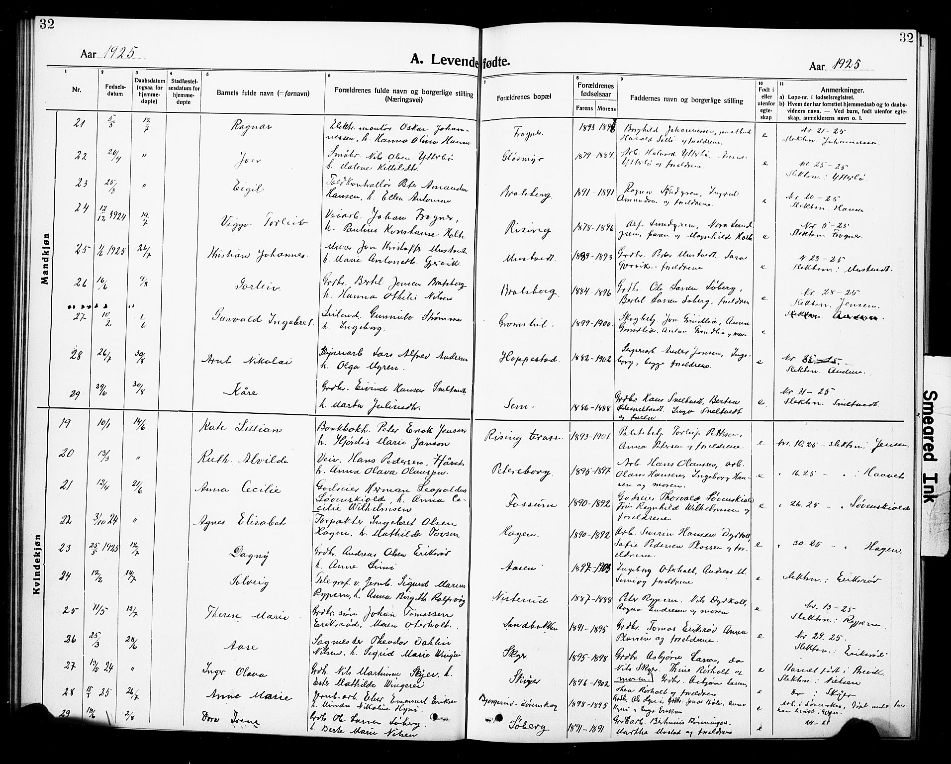 Gjerpen kirkebøker, AV/SAKO-A-265/G/Ga/L0004: Parish register (copy) no. I 4, 1920-1931, p. 32