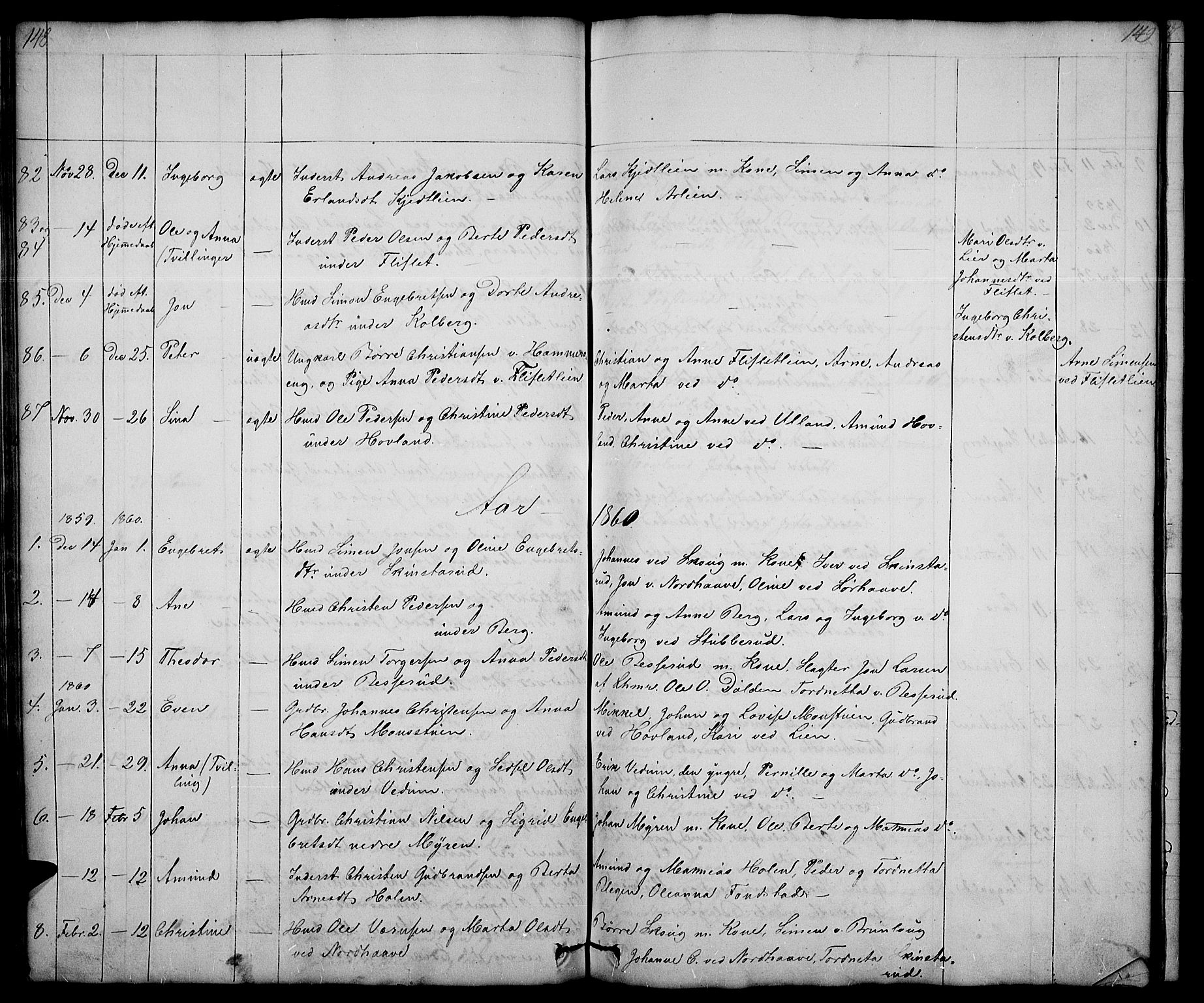 Fåberg prestekontor, AV/SAH-PREST-086/H/Ha/Hab/L0005: Parish register (copy) no. 5, 1837-1864, p. 148-149