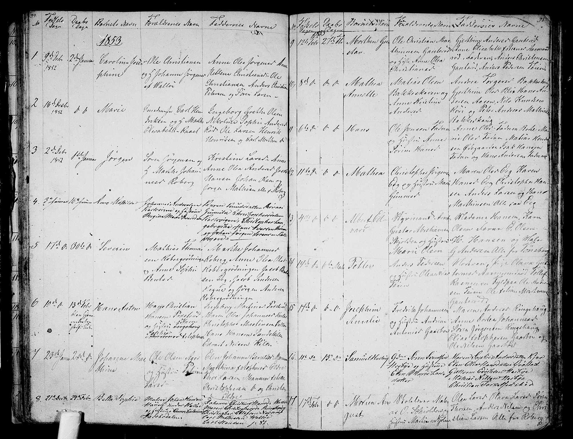 Sem kirkebøker, AV/SAKO-A-5/G/Ga/L0003: Parish register (copy) no. I 3, 1844-1855, p. 94-95