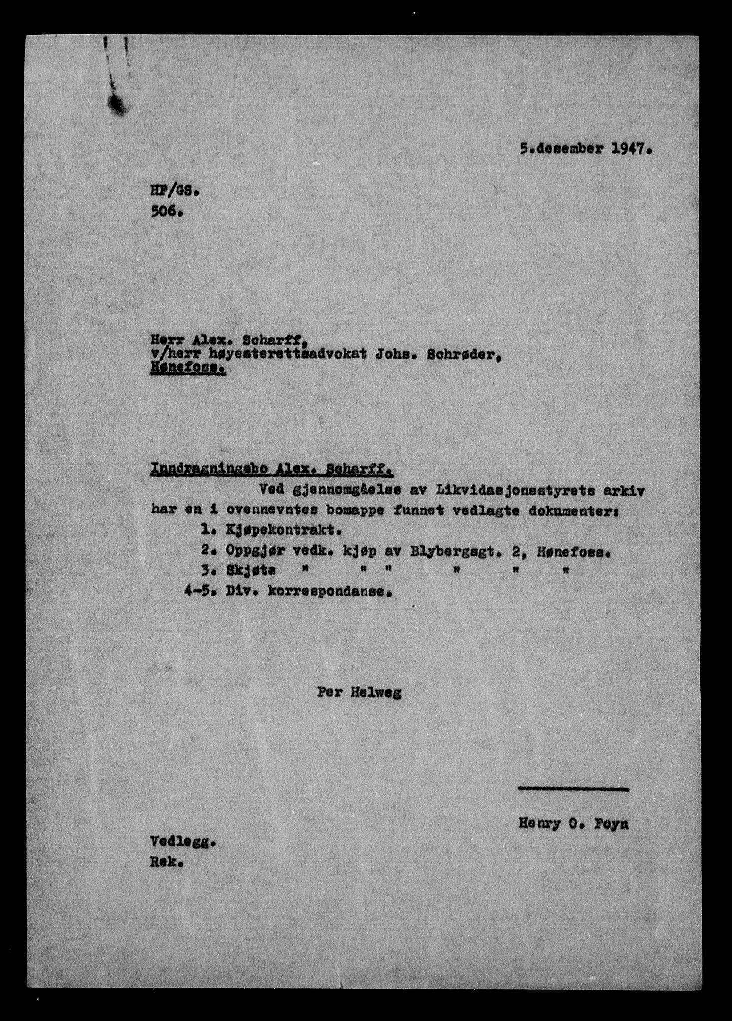 Justisdepartementet, Tilbakeføringskontoret for inndratte formuer, AV/RA-S-1564/H/Hc/Hcd/L1005: --, 1945-1947, p. 282