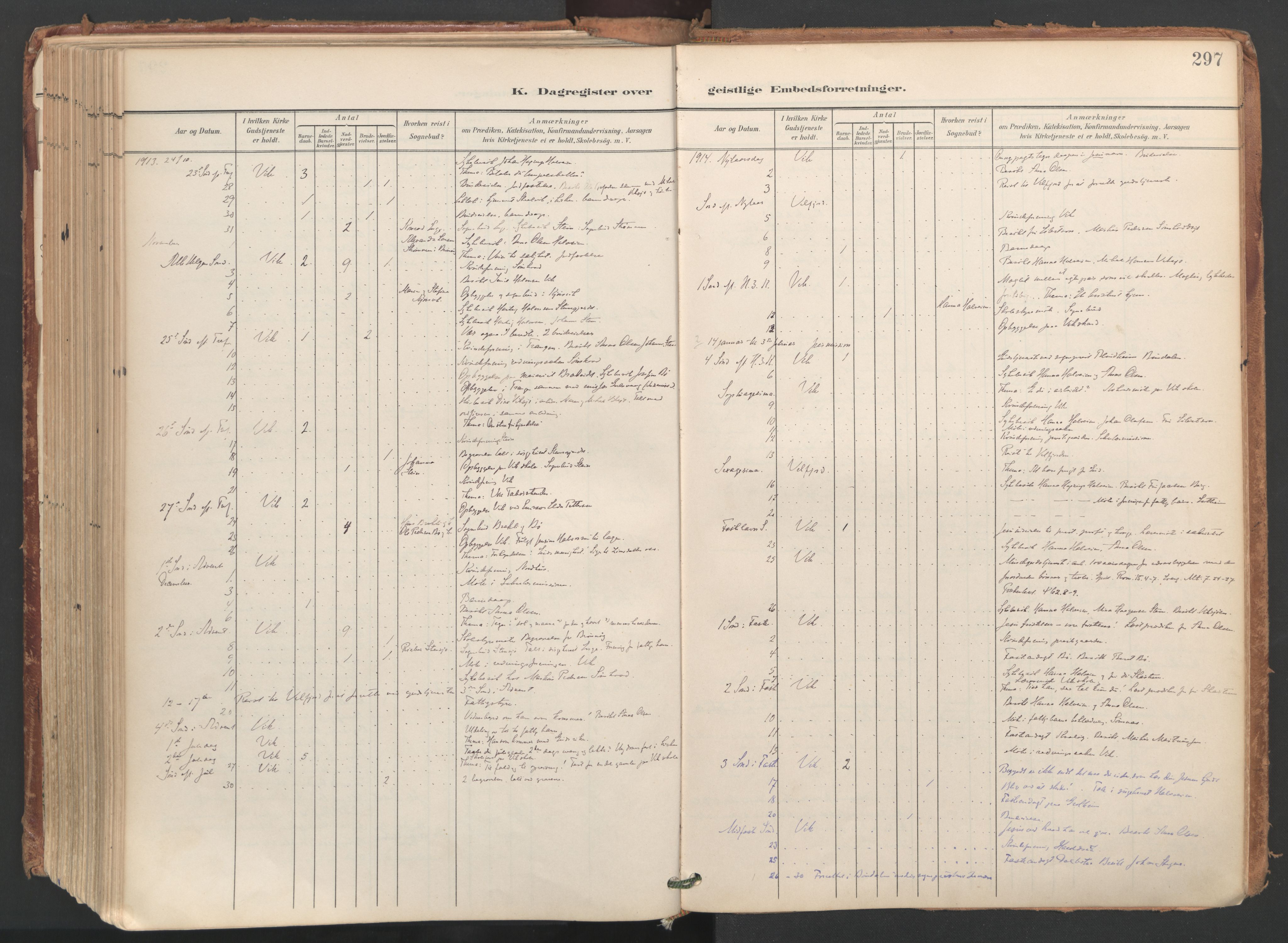 Ministerialprotokoller, klokkerbøker og fødselsregistre - Nordland, SAT/A-1459/812/L0180: Parish register (official) no. 812A09, 1901-1915, p. 297
