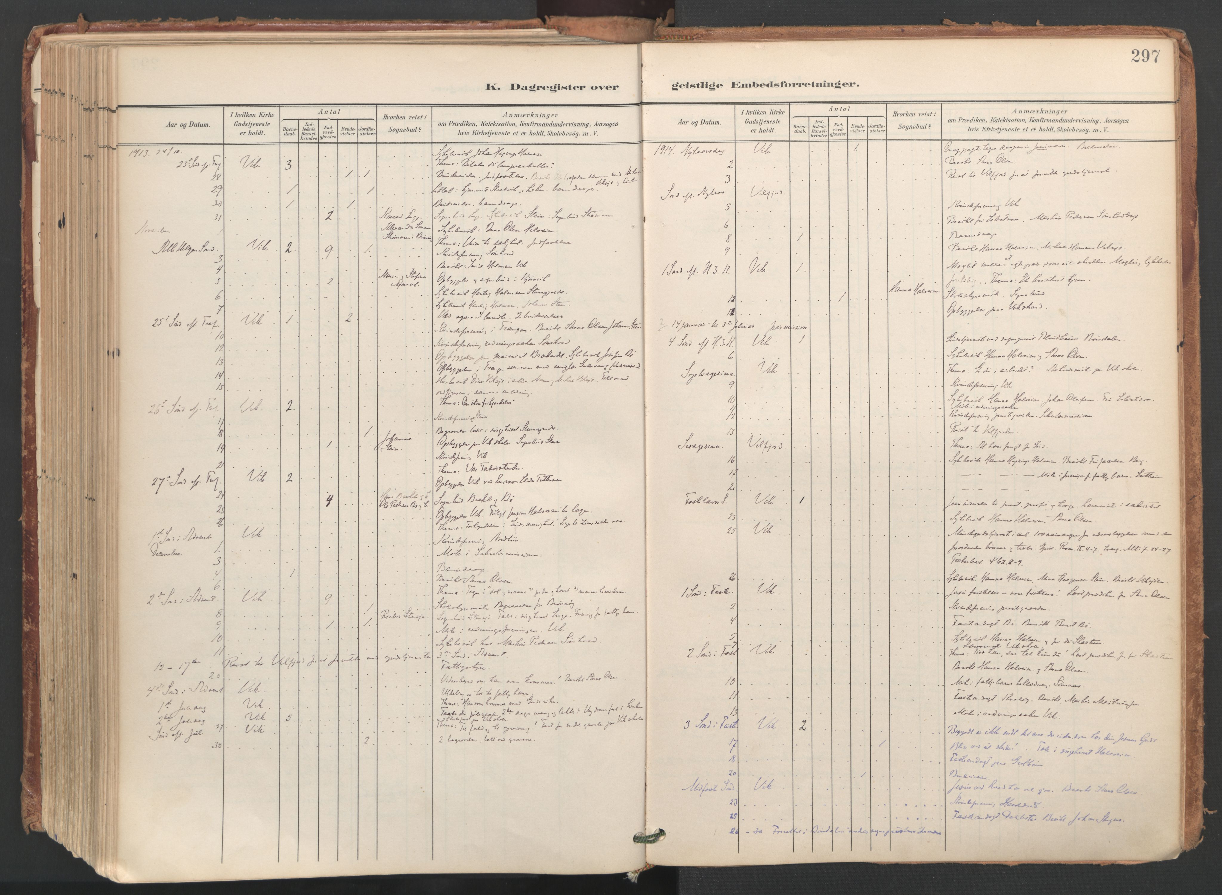 Ministerialprotokoller, klokkerbøker og fødselsregistre - Nordland, AV/SAT-A-1459/812/L0180: Parish register (official) no. 812A09, 1901-1915, p. 297