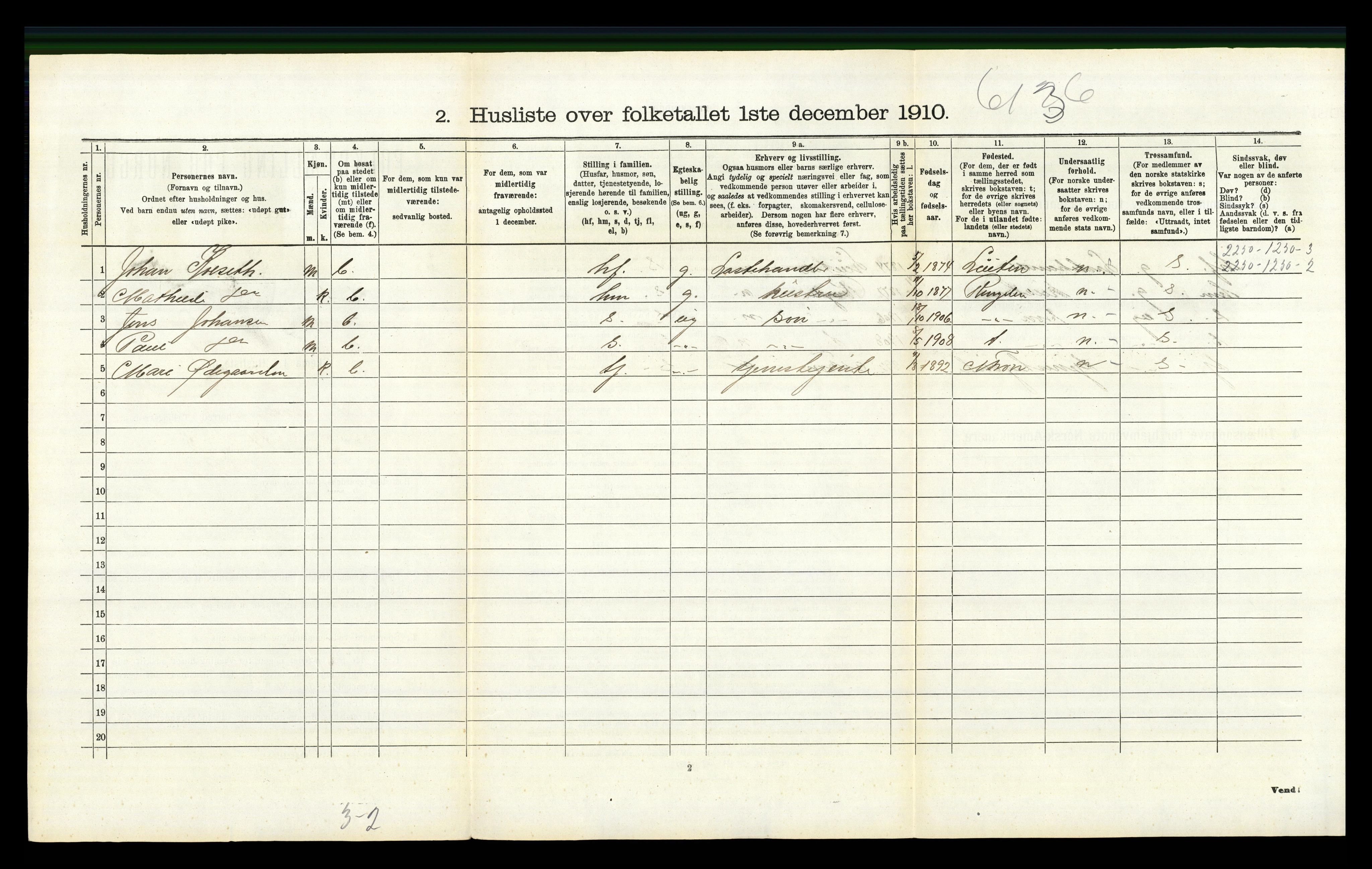 RA, 1910 census for Nord-Fron, 1910, p. 945