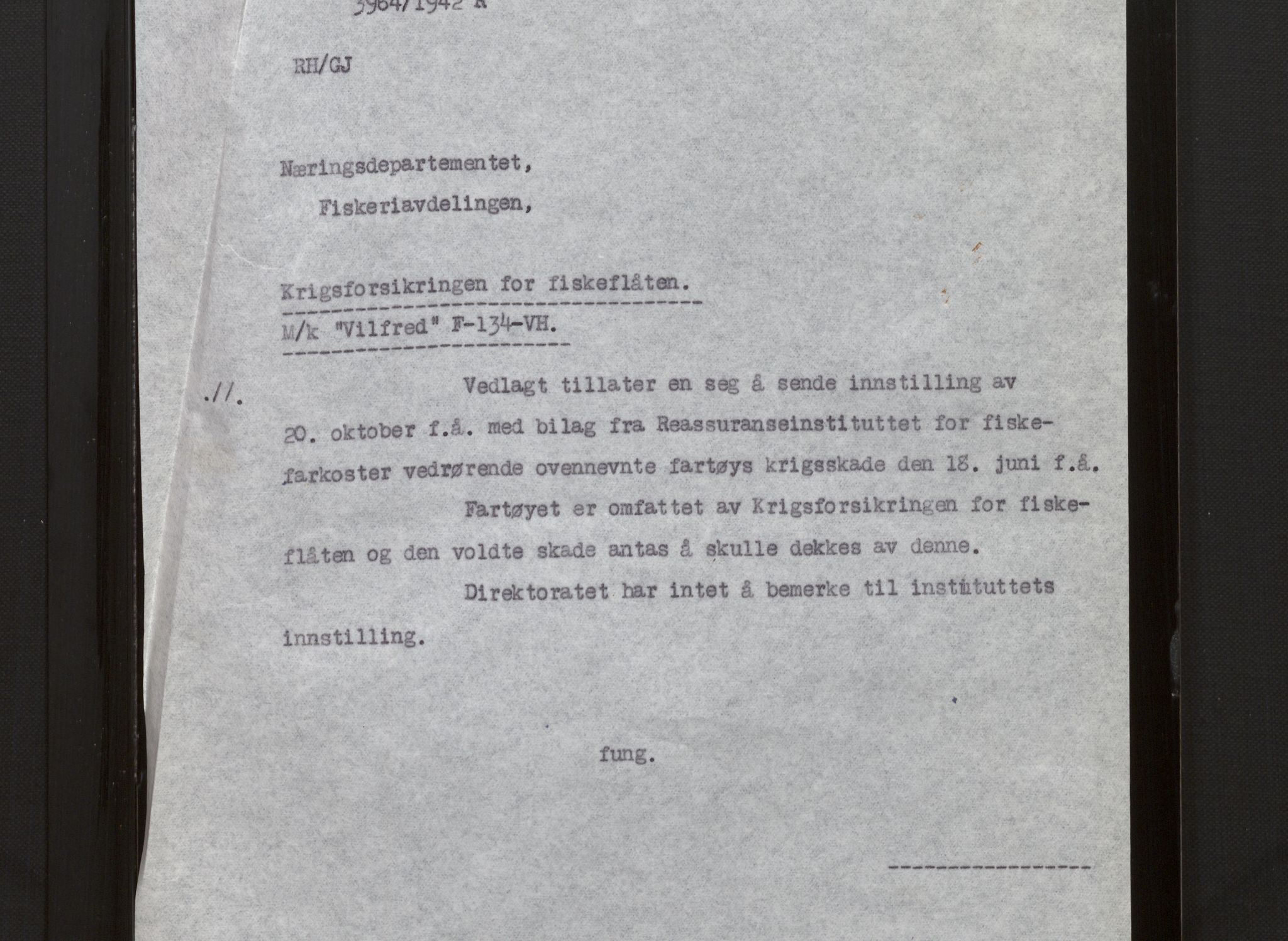 Fiskeridirektoratet - 1 Adm. ledelse - 13 Båtkontoret, AV/SAB-A-2003/La/L0008: Statens krigsforsikring for fiskeflåten, 1936-1971, p. 295