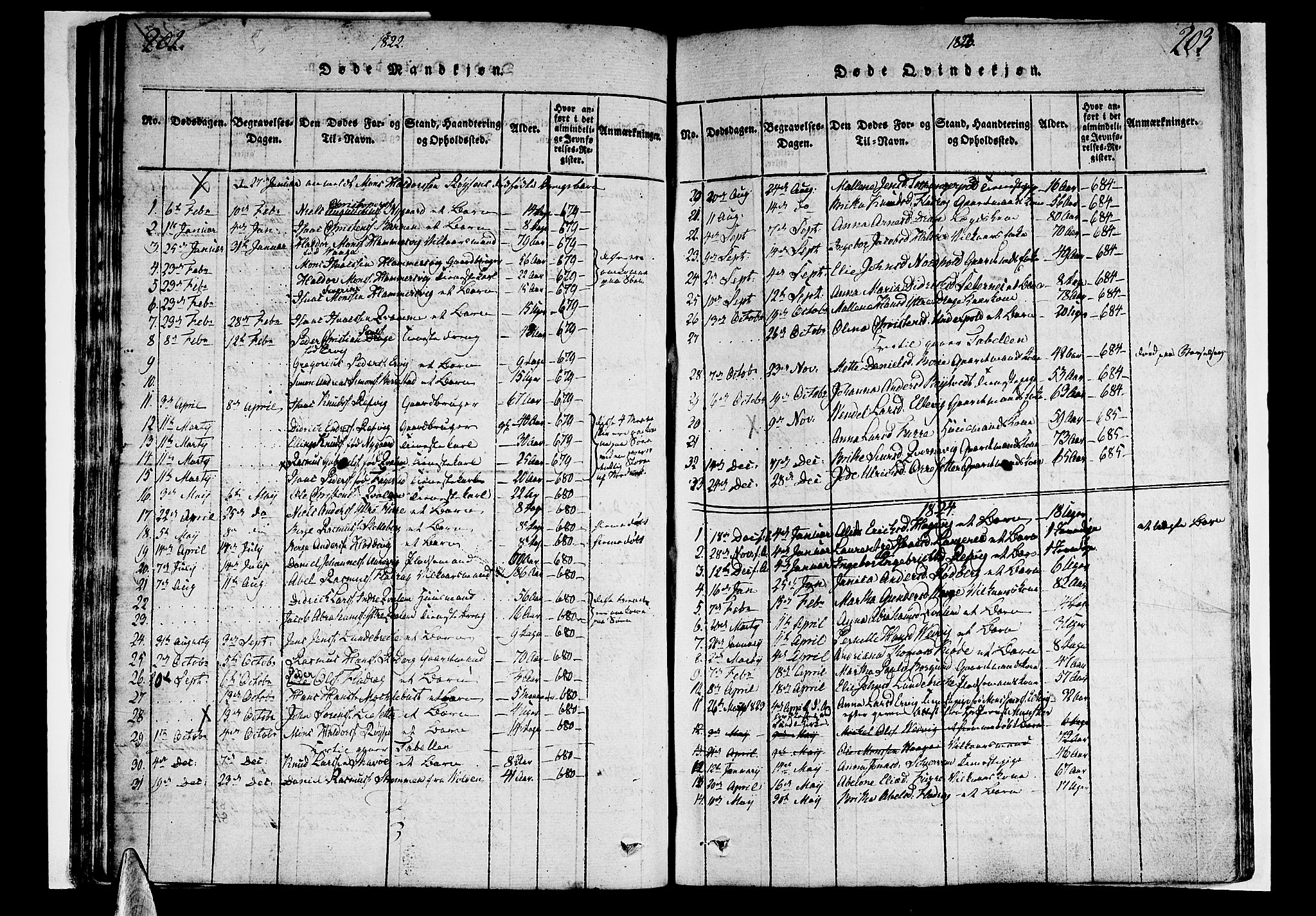 Selje sokneprestembete, SAB/A-99938/H/Ha/Haa/Haaa: Parish register (official) no. A 8, 1816-1828, p. 202-203