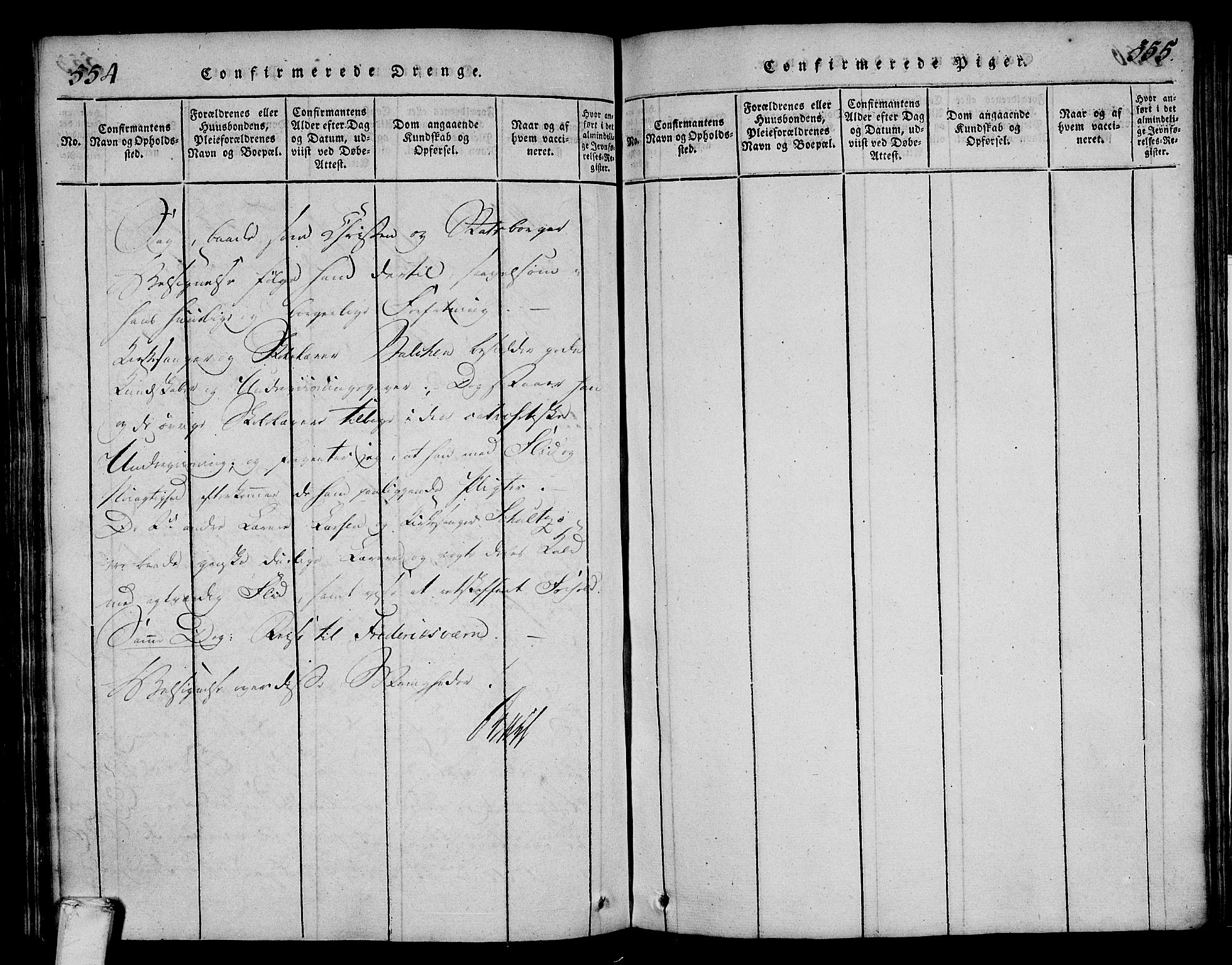 Larvik kirkebøker, AV/SAKO-A-352/F/Fa/L0001: Parish register (official) no. I 1, 1814-1825, p. 554-555