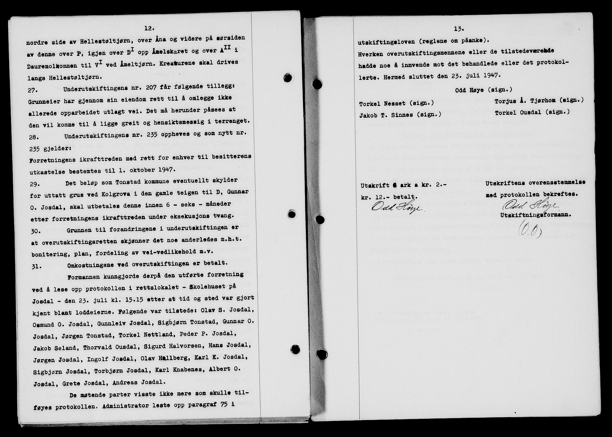 Flekkefjord sorenskriveri, SAK/1221-0001/G/Gb/Gba/L0063: Mortgage book no. A-11, 1947-1948, Diary no: : 1331/1947