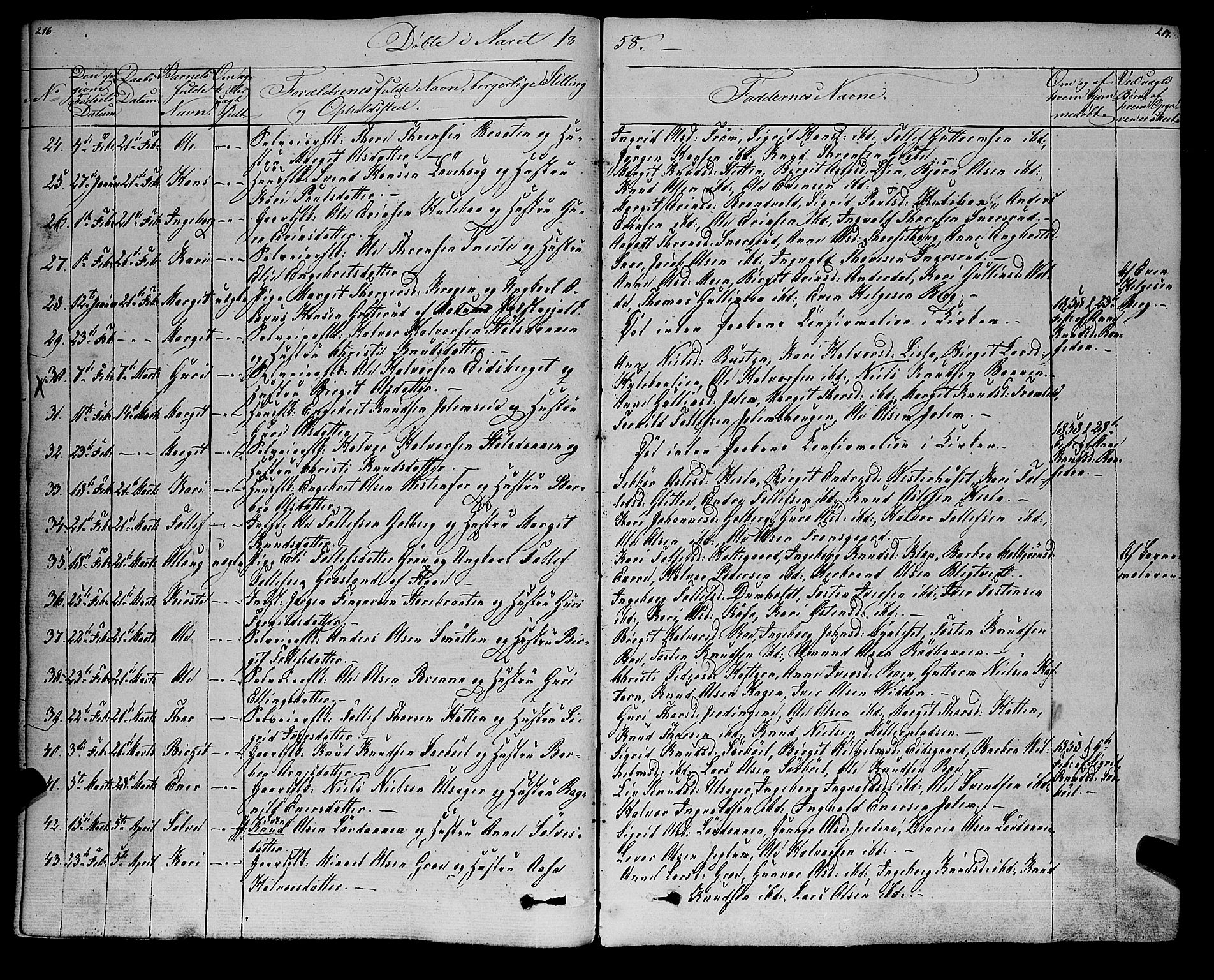 Gol kirkebøker, AV/SAKO-A-226/F/Fa/L0002: Parish register (official) no. I 2, 1837-1863, p. 216-217