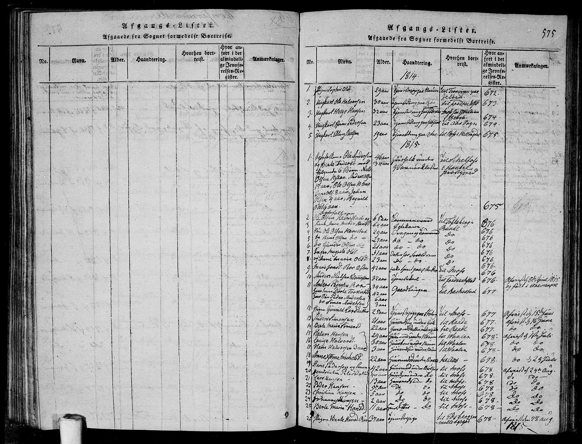 Rygge prestekontor Kirkebøker, SAO/A-10084b/G/Ga/L0001: Parish register (copy) no. 1, 1814-1871, p. 574-575