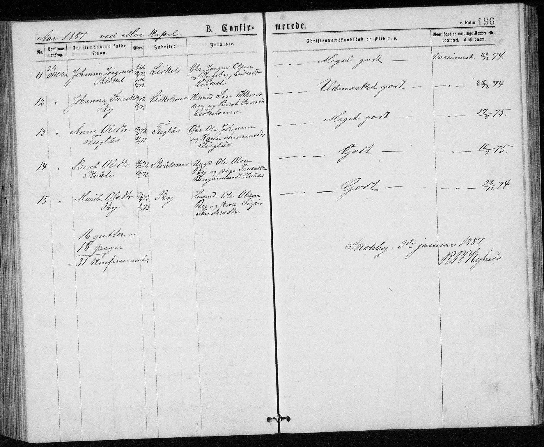 Ministerialprotokoller, klokkerbøker og fødselsregistre - Sør-Trøndelag, SAT/A-1456/671/L0843: Parish register (copy) no. 671C02, 1873-1892, p. 196