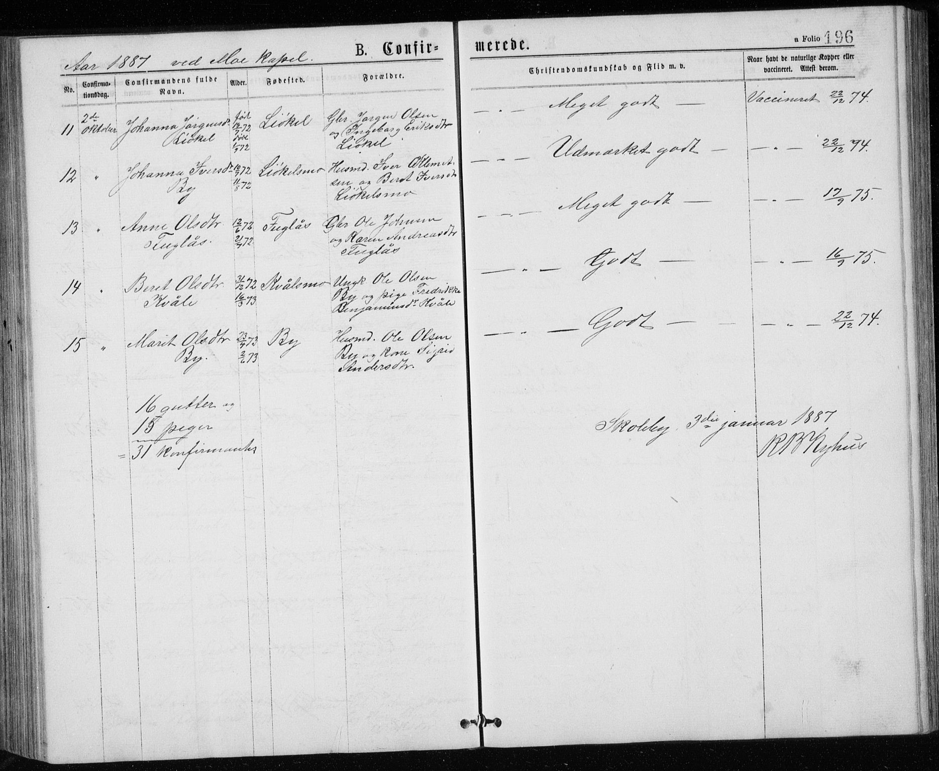 Ministerialprotokoller, klokkerbøker og fødselsregistre - Sør-Trøndelag, AV/SAT-A-1456/671/L0843: Parish register (copy) no. 671C02, 1873-1892, p. 196