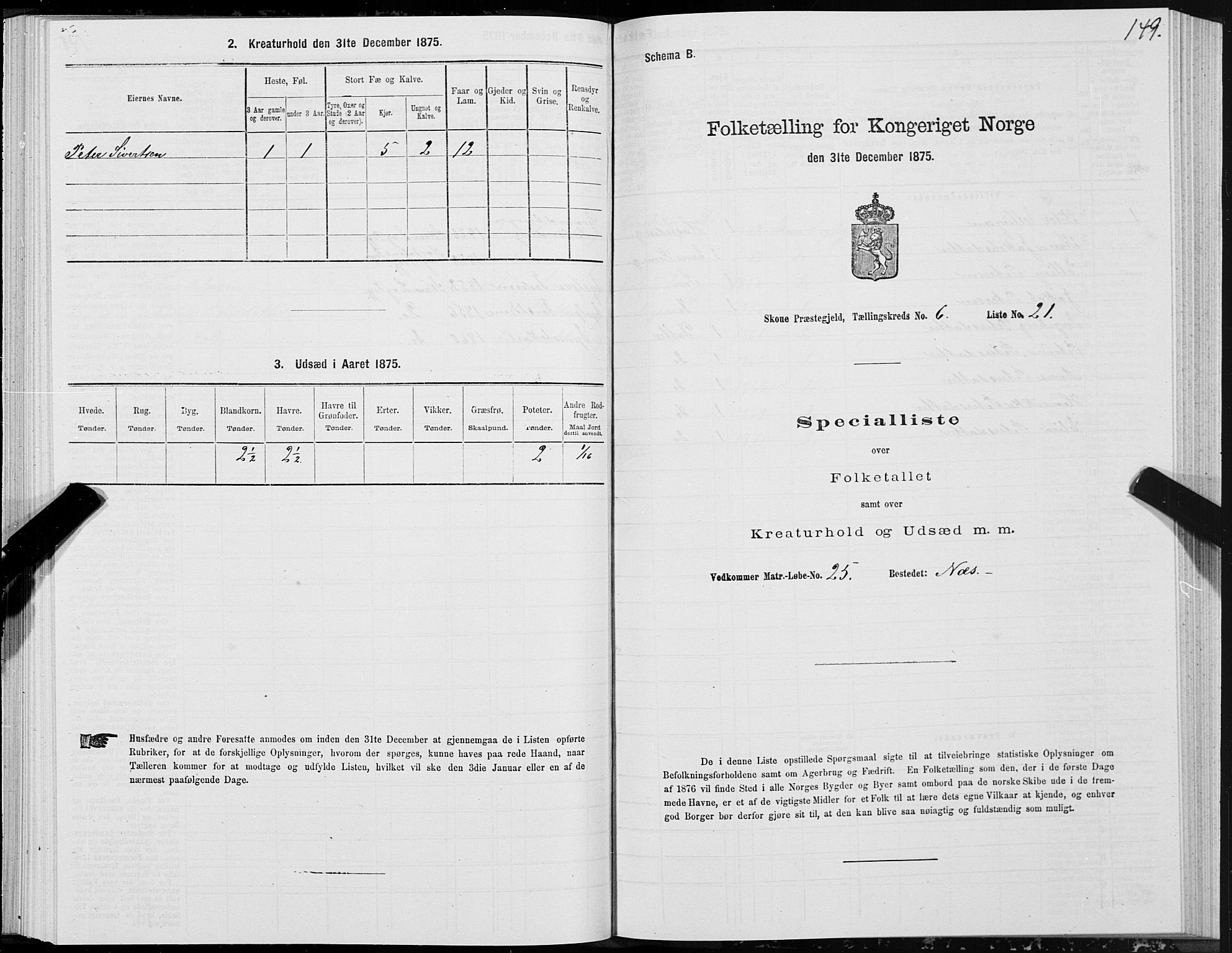 SAT, 1875 census for 1529P Skodje, 1875, p. 2149