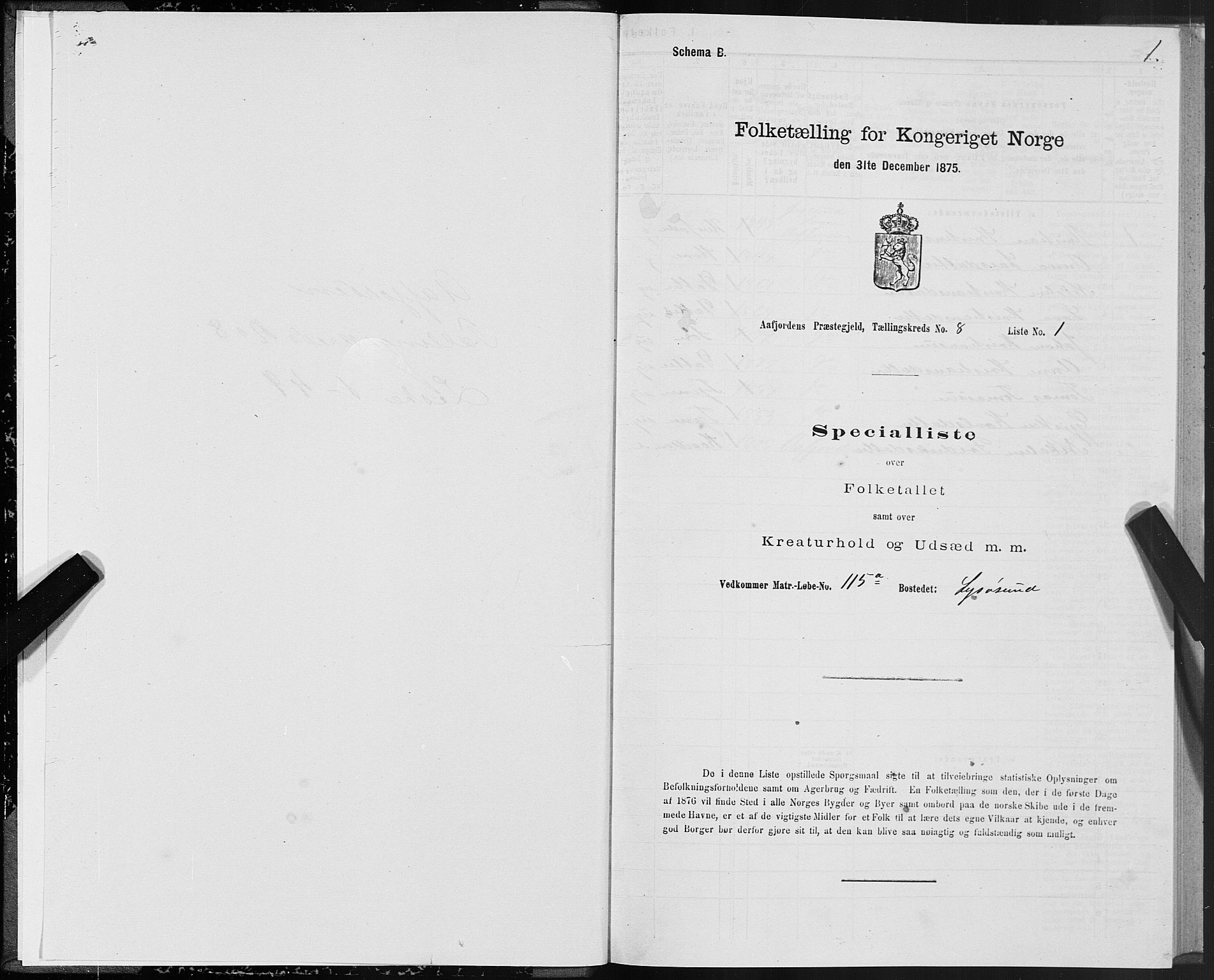 SAT, 1875 census for 1630P Aafjorden, 1875, p. 4001