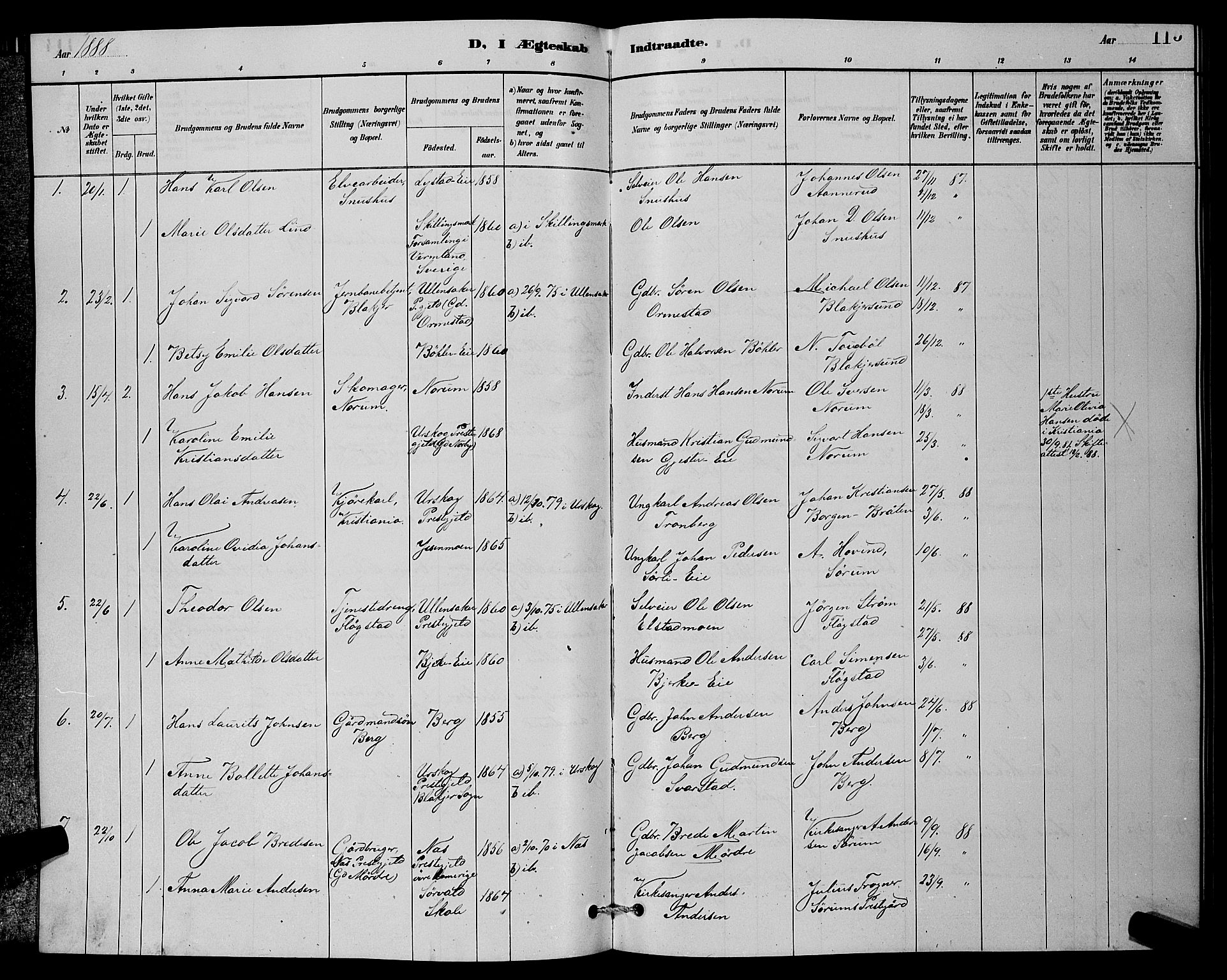 Sørum prestekontor Kirkebøker, SAO/A-10303/G/Ga/L0005: Parish register (copy) no. I 5.1, 1886-1894, p. 115