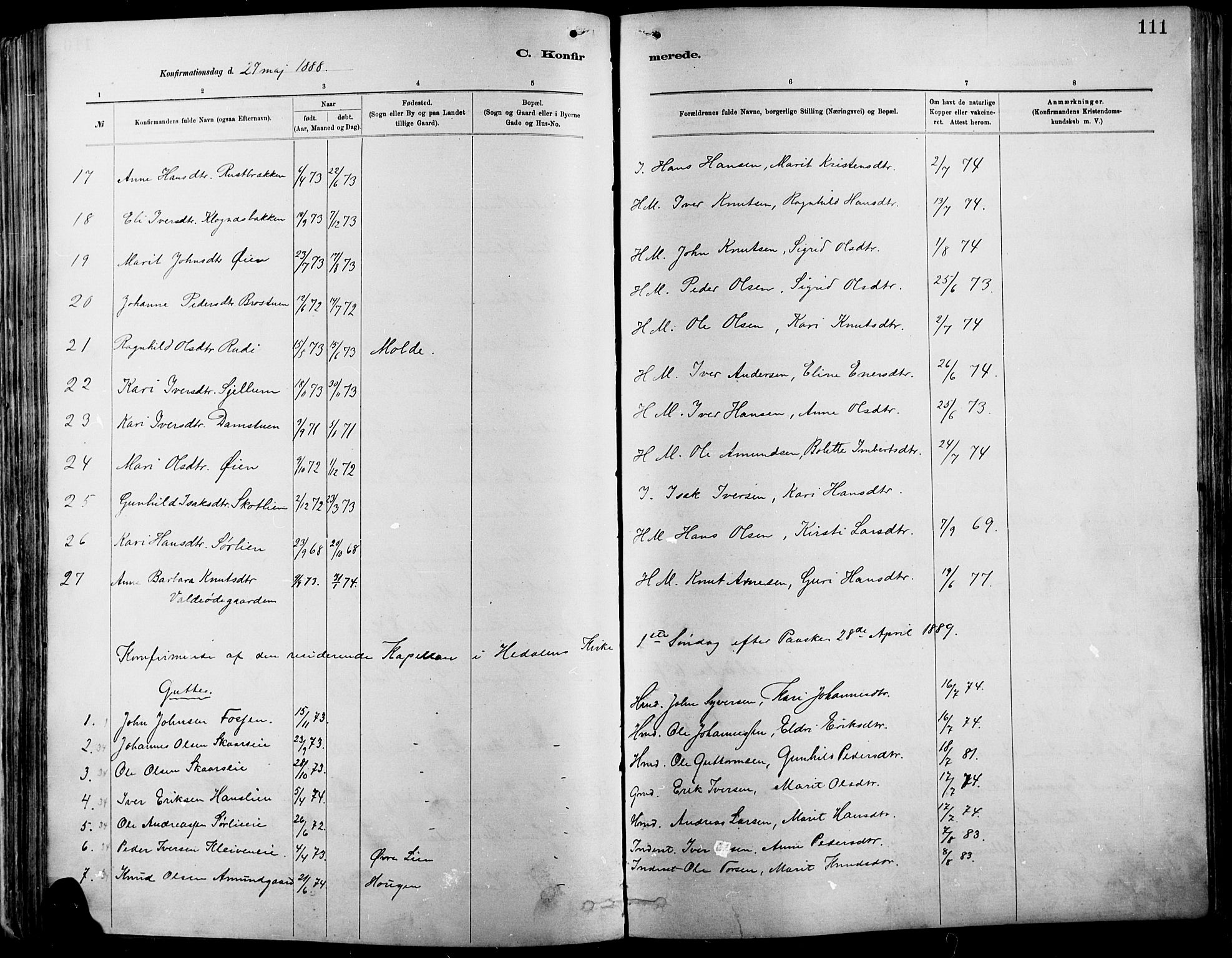 Vågå prestekontor, SAH/PREST-076/H/Ha/Haa/L0009: Parish register (official) no. 9, 1886-1904, p. 111