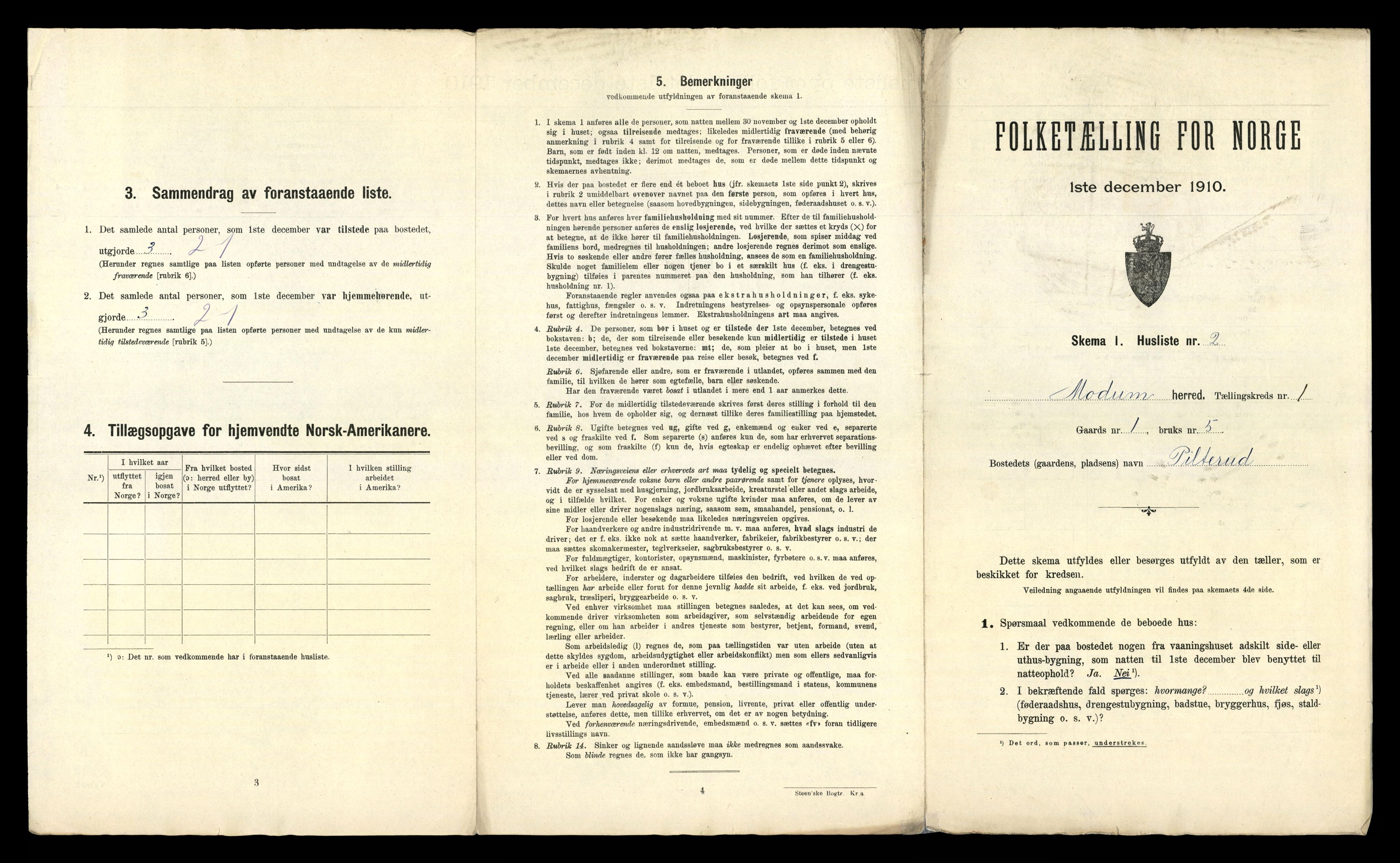 RA, 1910 census for Modum, 1910, p. 102