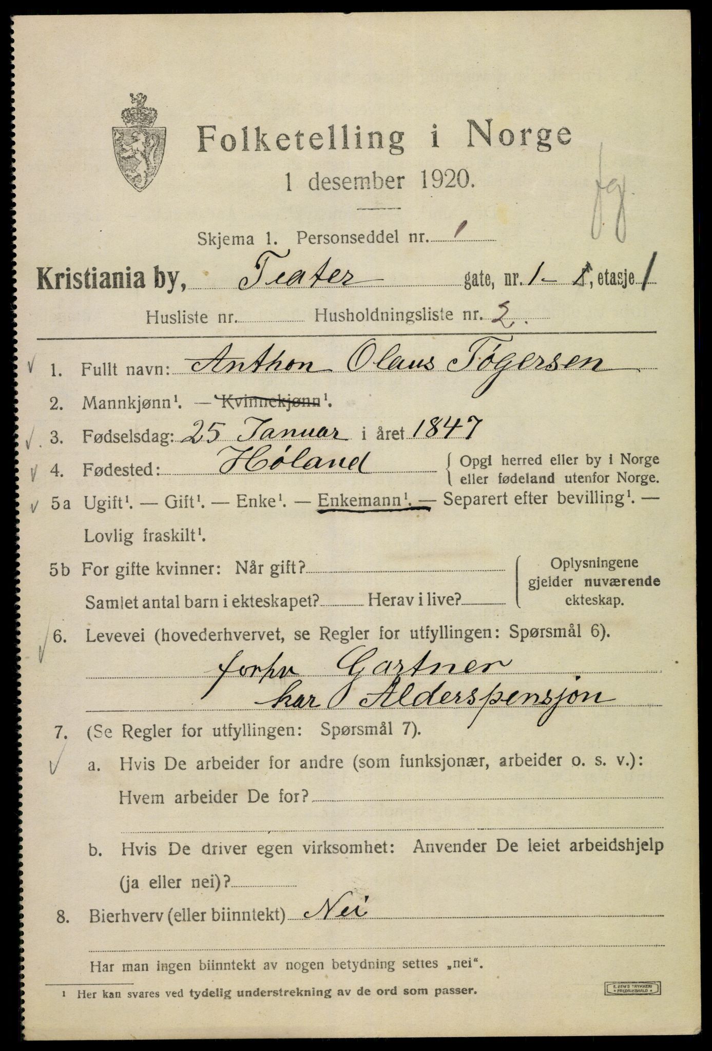 SAO, 1920 census for Kristiania, 1920, p. 564253