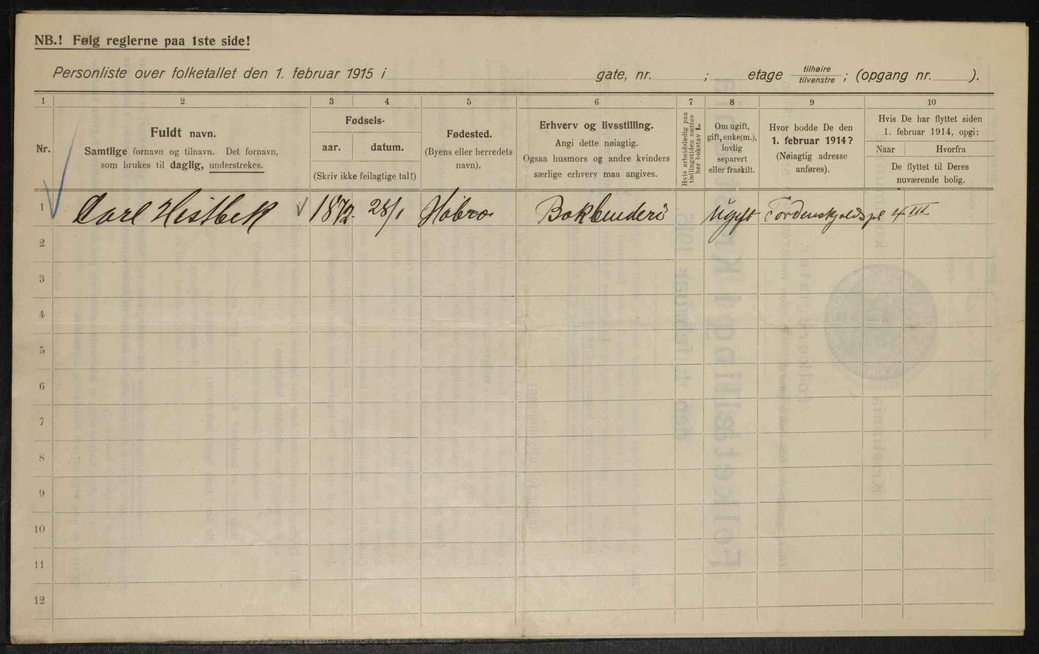 OBA, Municipal Census 1915 for Kristiania, 1915, p. 114212