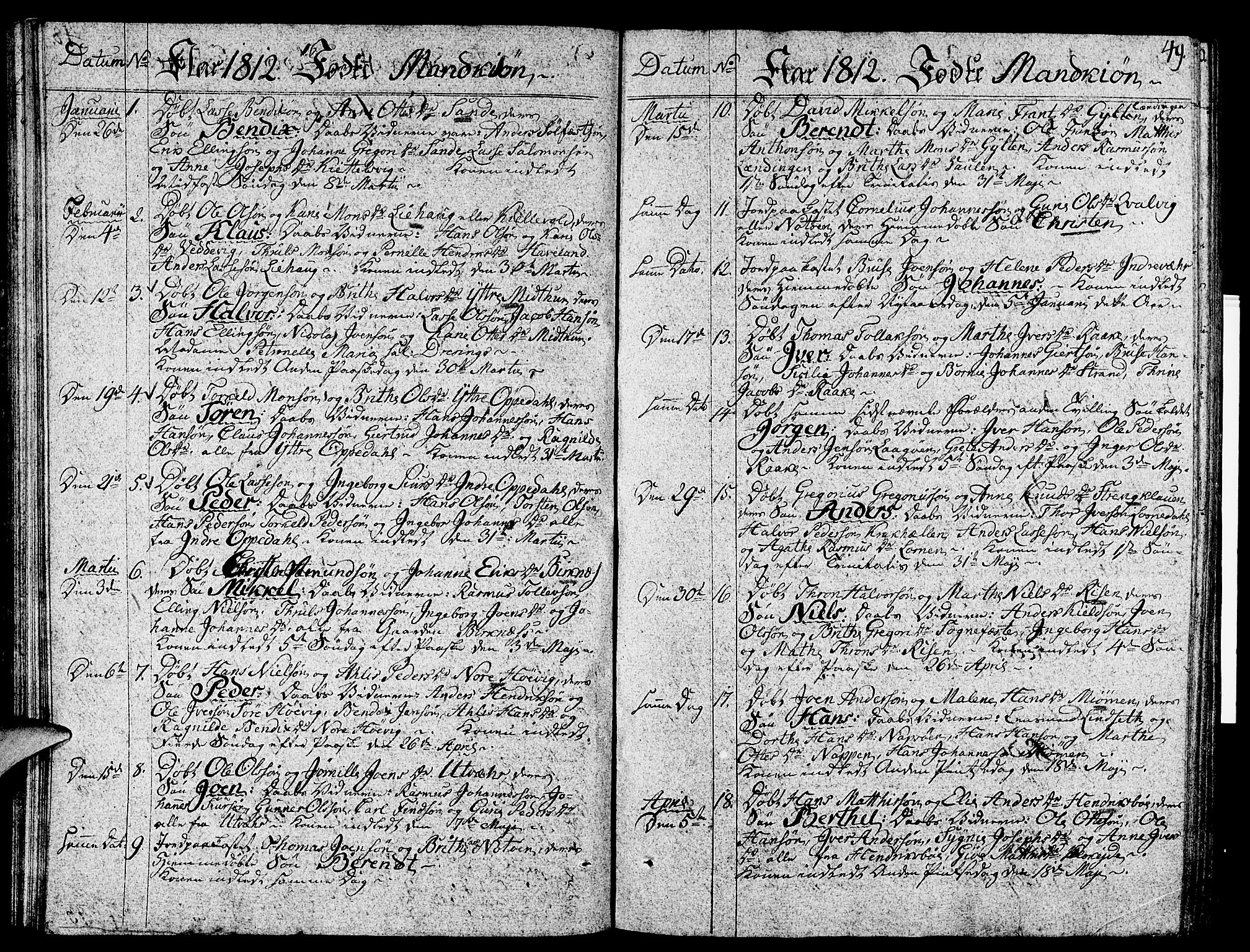 Gulen sokneprestembete, AV/SAB-A-80201/H/Haa/Haaa/L0017: Parish register (official) no. A 17, 1809-1825, p. 49