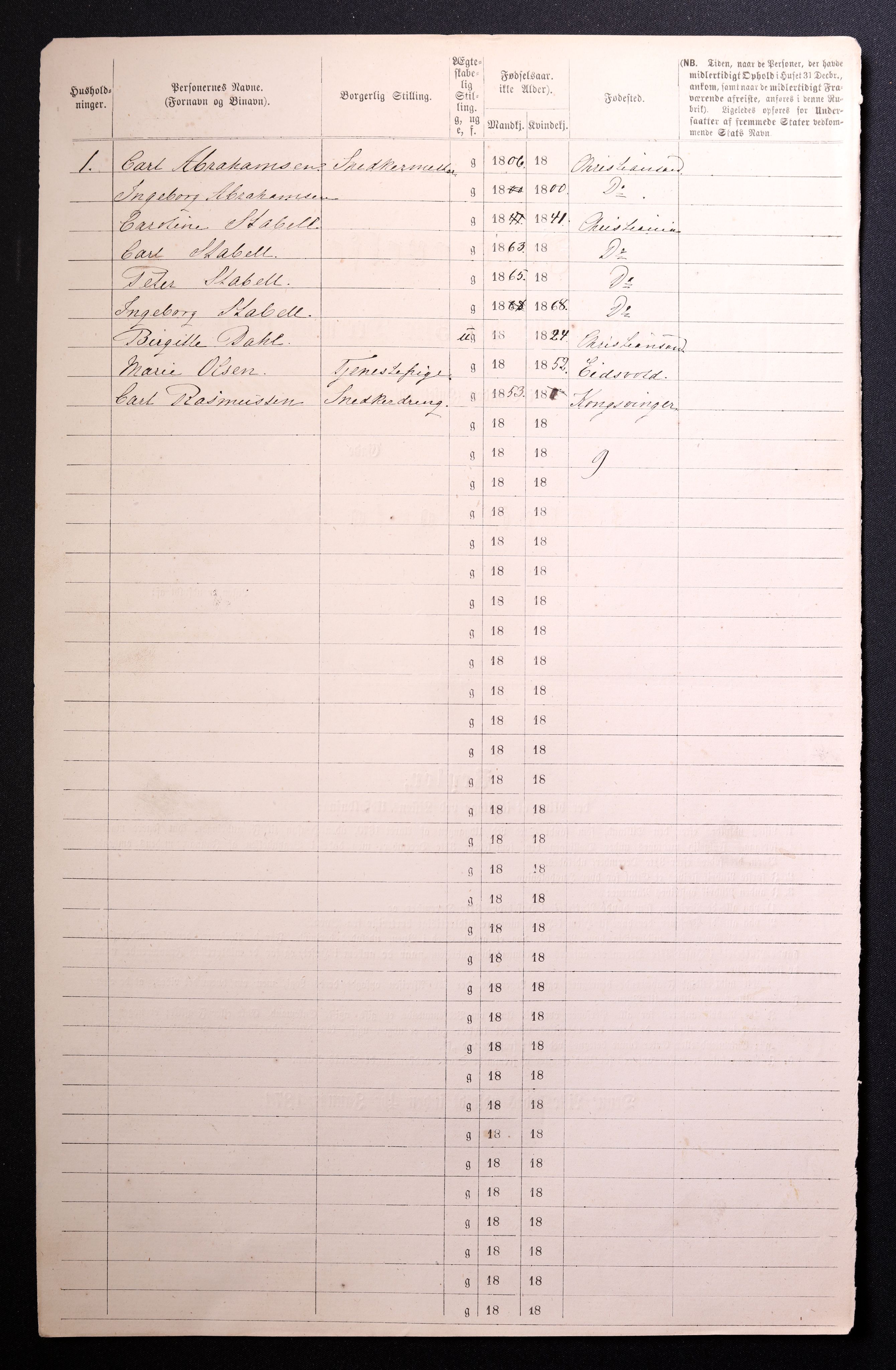 RA, 1870 census for 0301 Kristiania, 1870, p. 1342