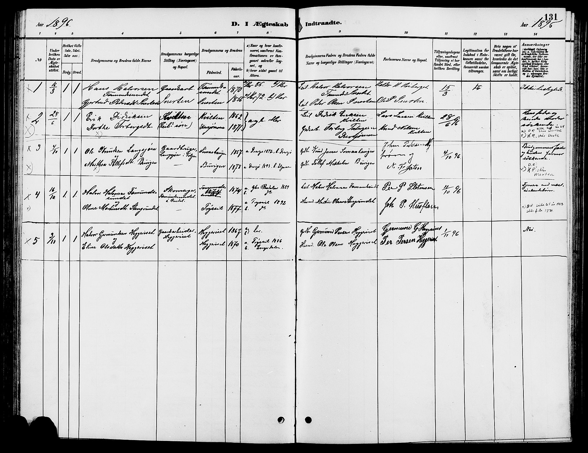 Engerdal prestekontor, AV/SAH-PREST-048/H/Ha/Haa/L0001: Parish register (official) no. 1, 1881-1898, p. 131