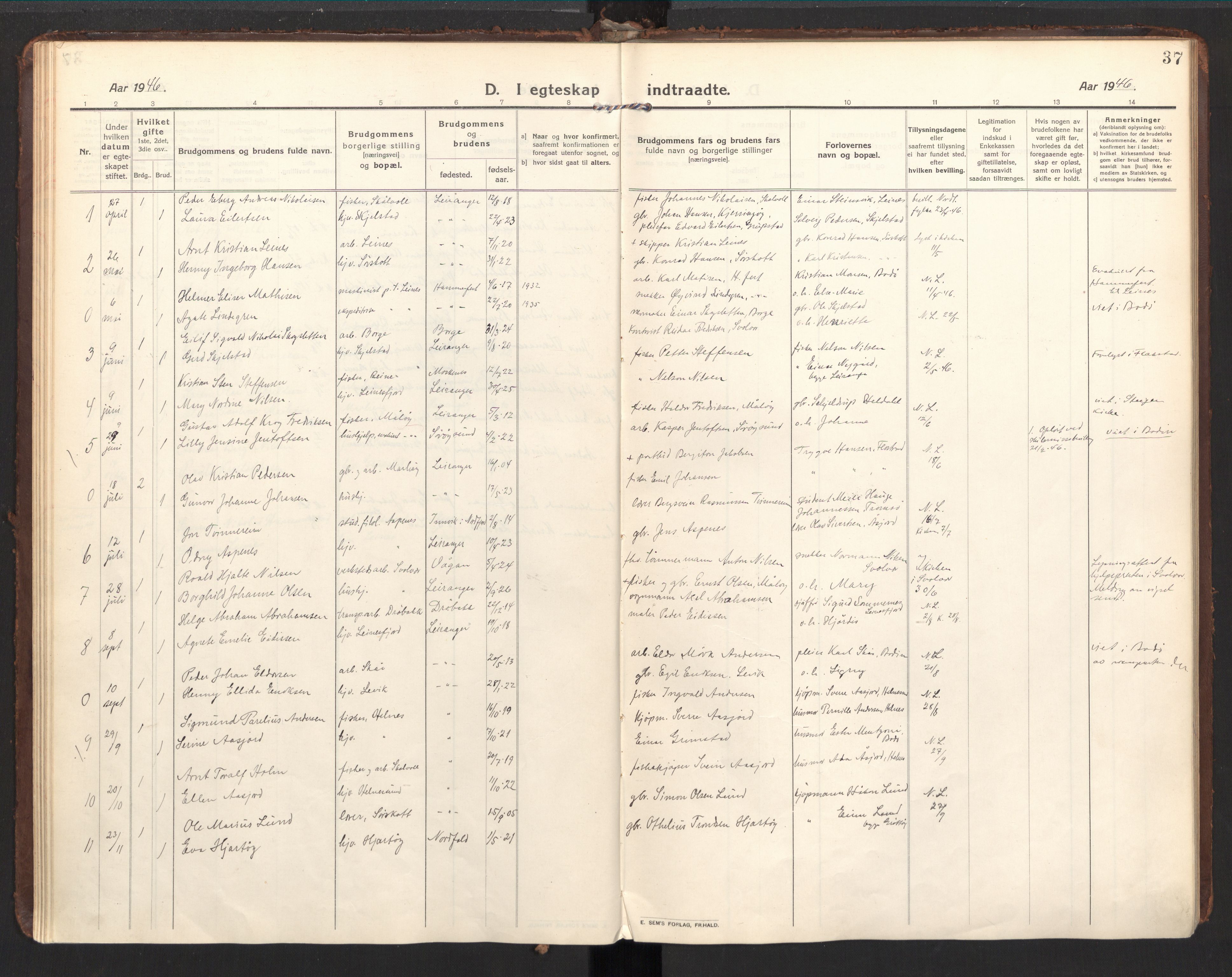 Ministerialprotokoller, klokkerbøker og fødselsregistre - Nordland, AV/SAT-A-1459/857/L0825: Parish register (official) no. 857A05, 1917-1946, p. 37