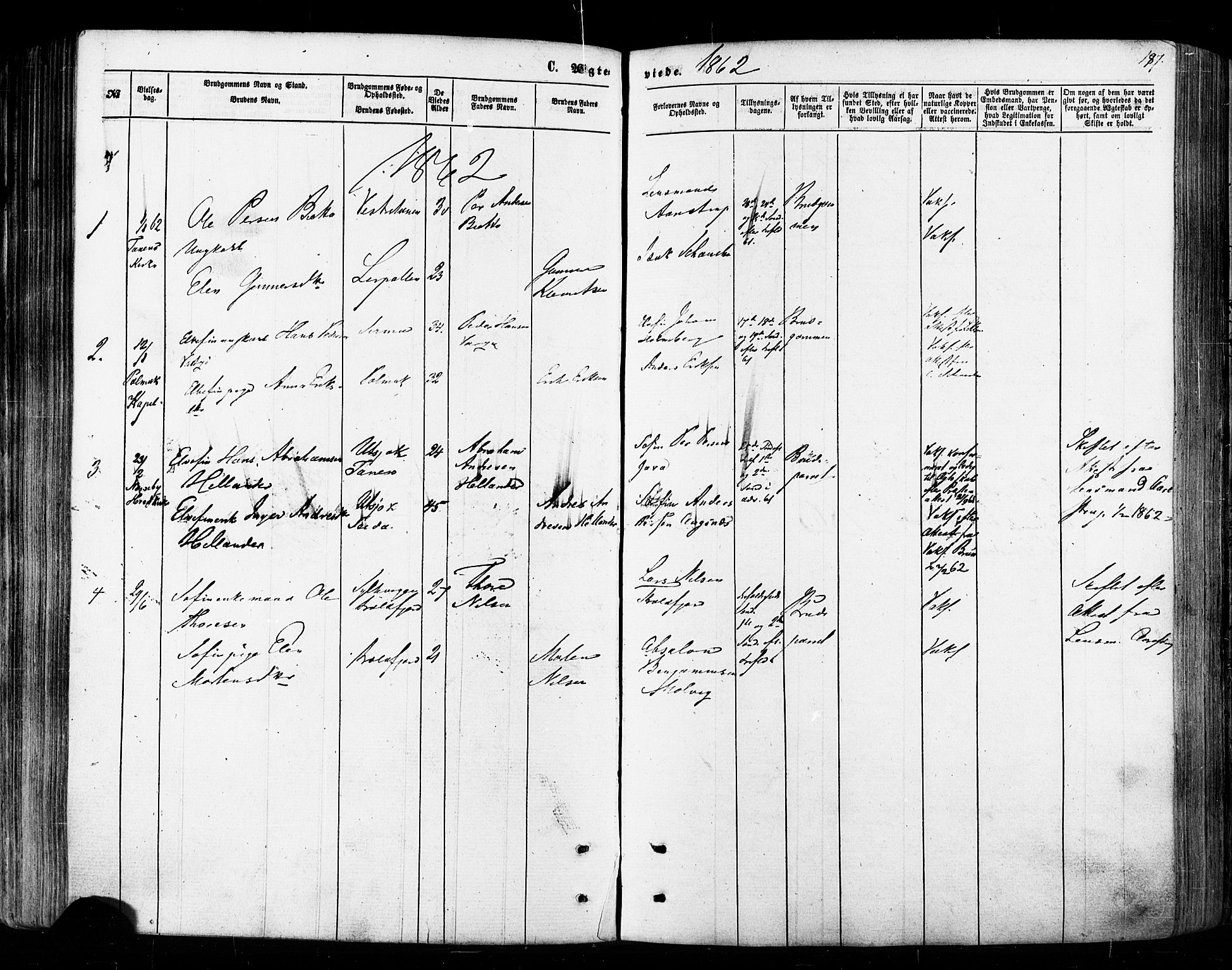 Tana sokneprestkontor, AV/SATØ-S-1334/H/Ha/L0002kirke: Parish register (official) no. 2 /1, 1861-1877, p. 187