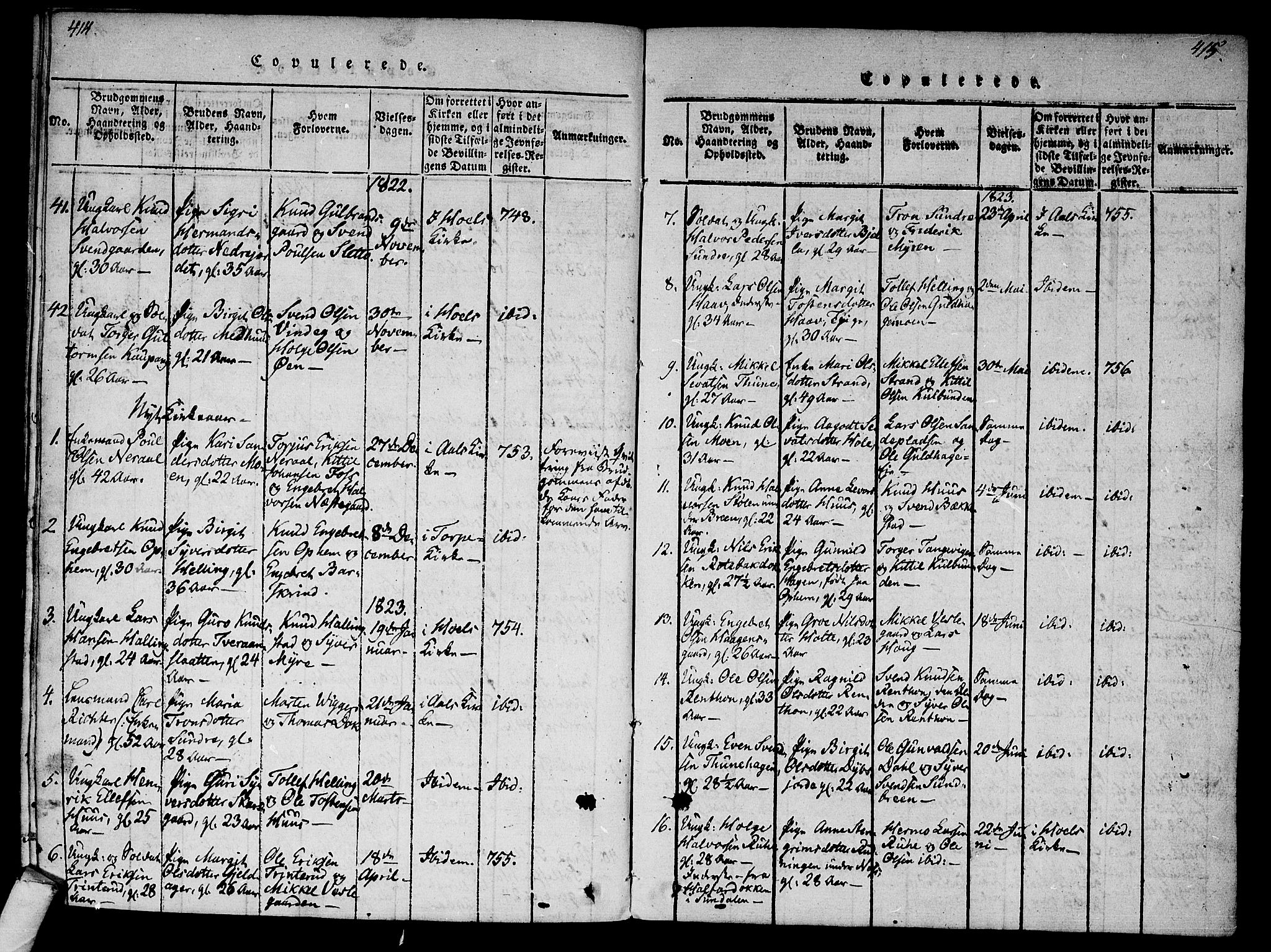 Ål kirkebøker, SAKO/A-249/F/Fa/L0004: Parish register (official) no. I 4, 1815-1825, p. 414-415