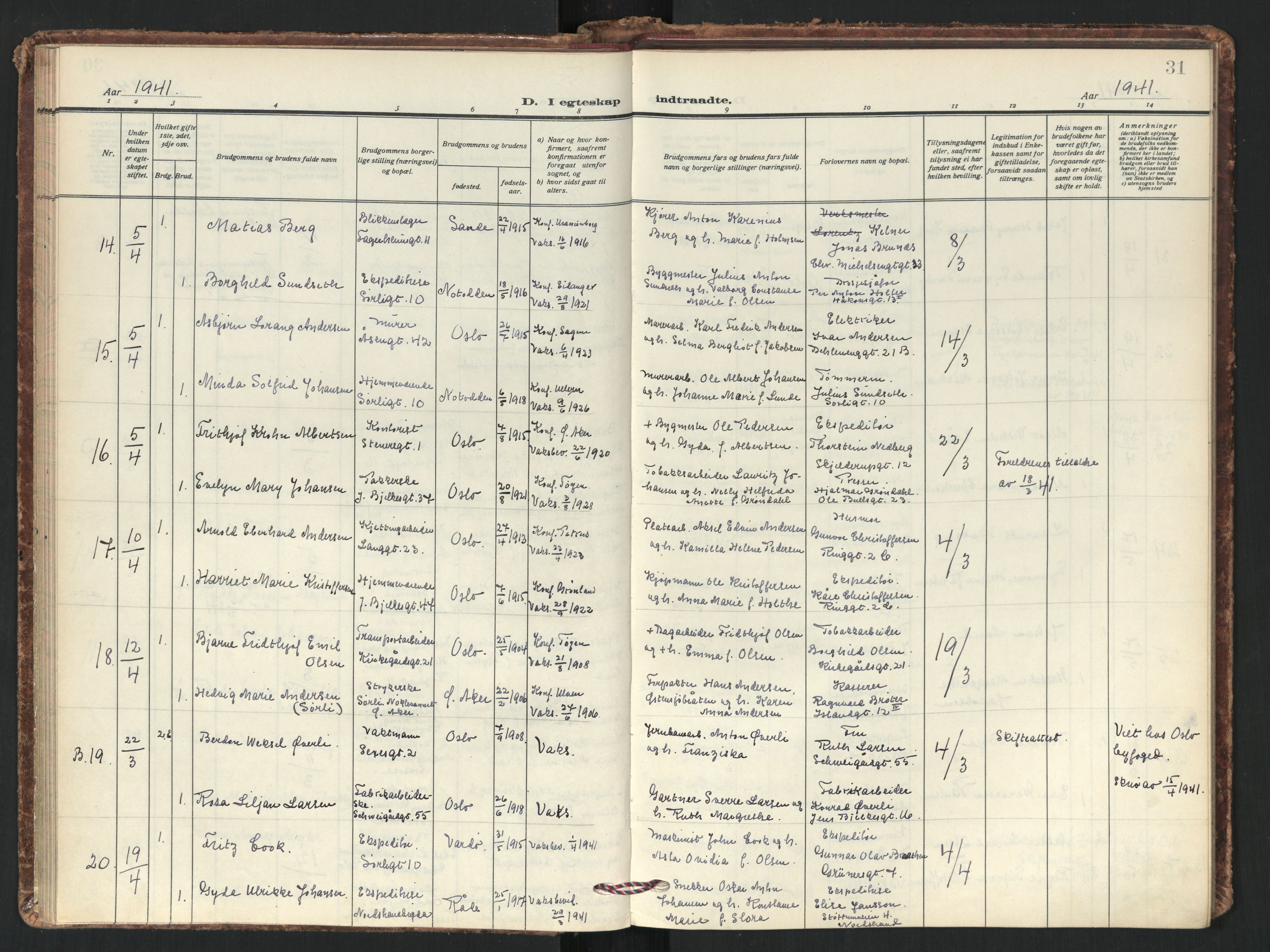 Tøyen prestekontor Kirkebøker, AV/SAO-A-10167a/F/Fa/L0008: Parish register (official) no. I 8, 1939-1969, p. 31