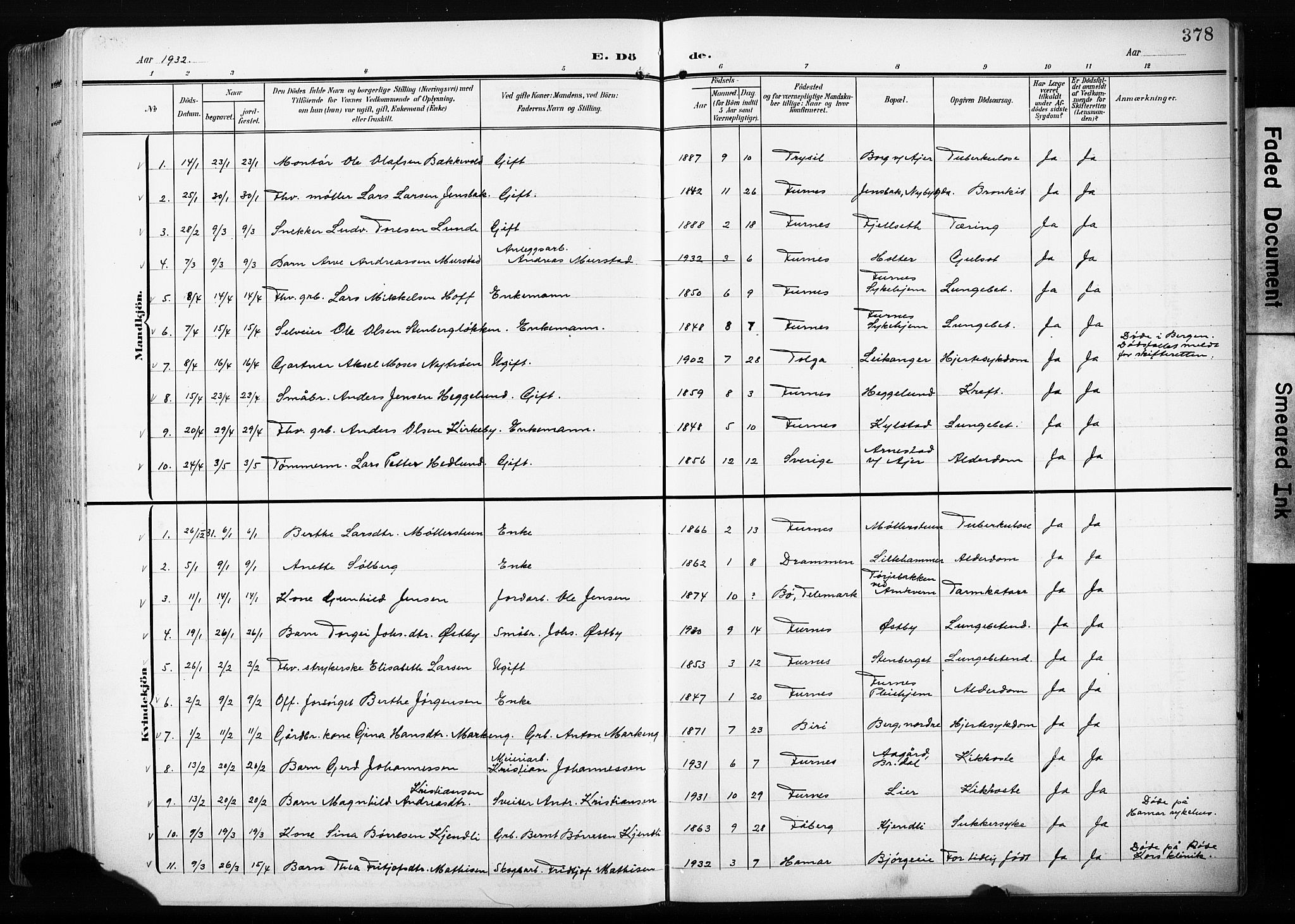 Furnes prestekontor, AV/SAH-PREST-012/L/La/L0001: Parish register (copy) no. 1, 1904-1933, p. 378