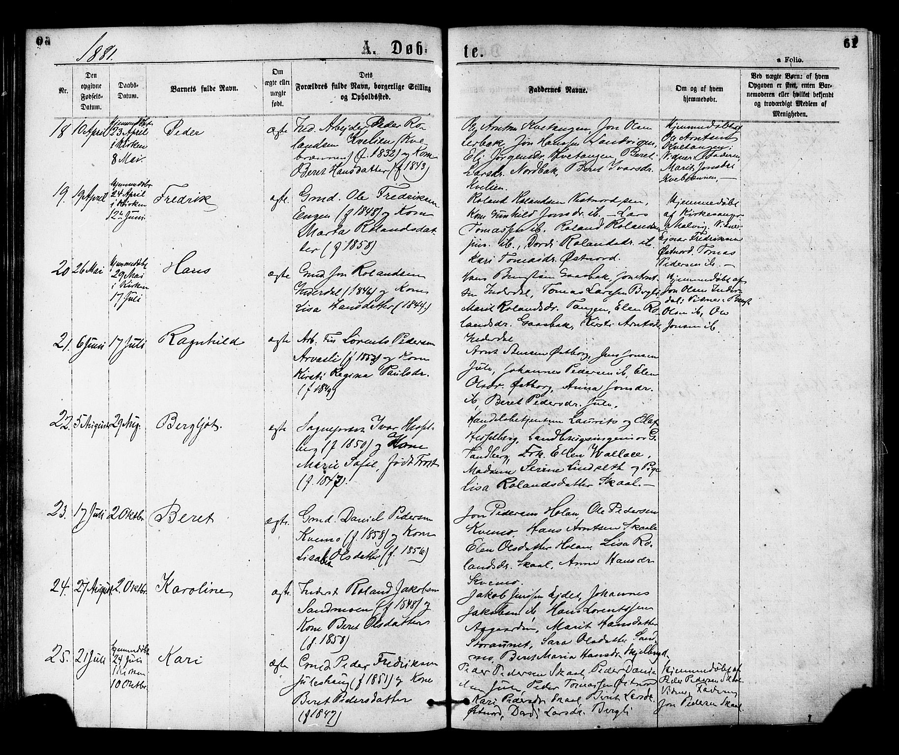 Ministerialprotokoller, klokkerbøker og fødselsregistre - Nord-Trøndelag, SAT/A-1458/755/L0493: Parish register (official) no. 755A02, 1865-1881, p. 61