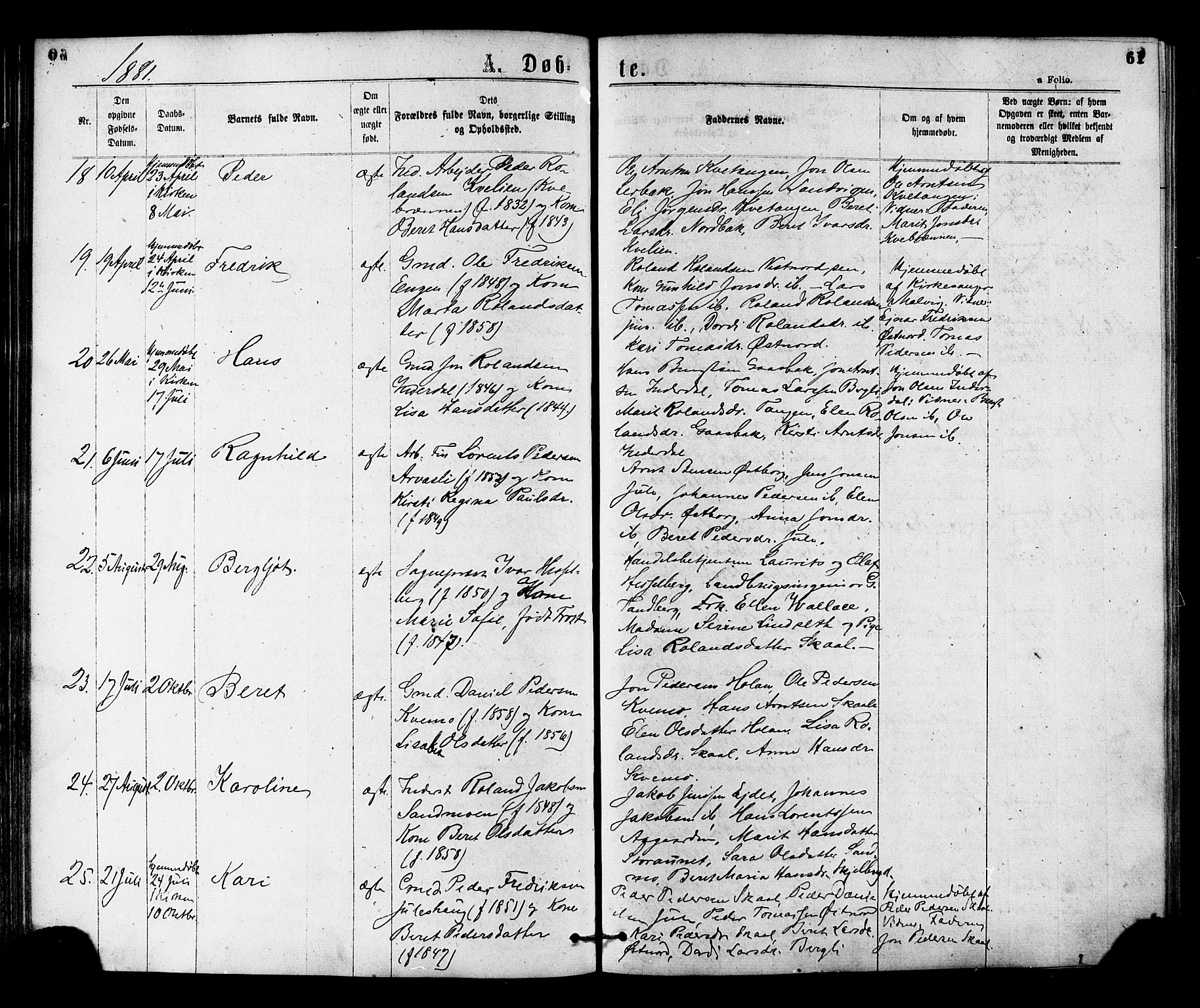 Ministerialprotokoller, klokkerbøker og fødselsregistre - Nord-Trøndelag, AV/SAT-A-1458/755/L0493: Parish register (official) no. 755A02, 1865-1881, p. 61