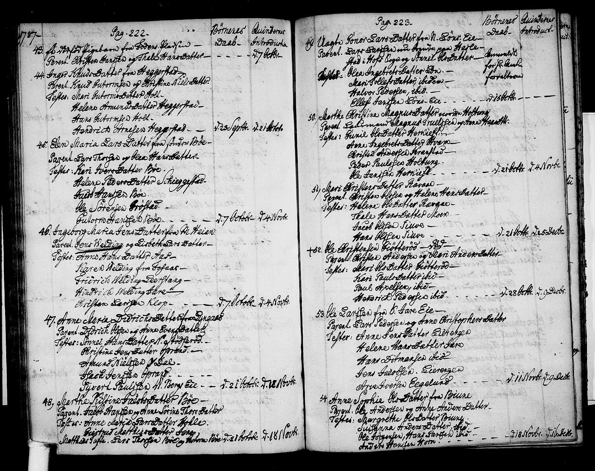 Ramnes kirkebøker, SAKO/A-314/F/Fa/L0002: Parish register (official) no. I 2, 1773-1790, p. 222-223