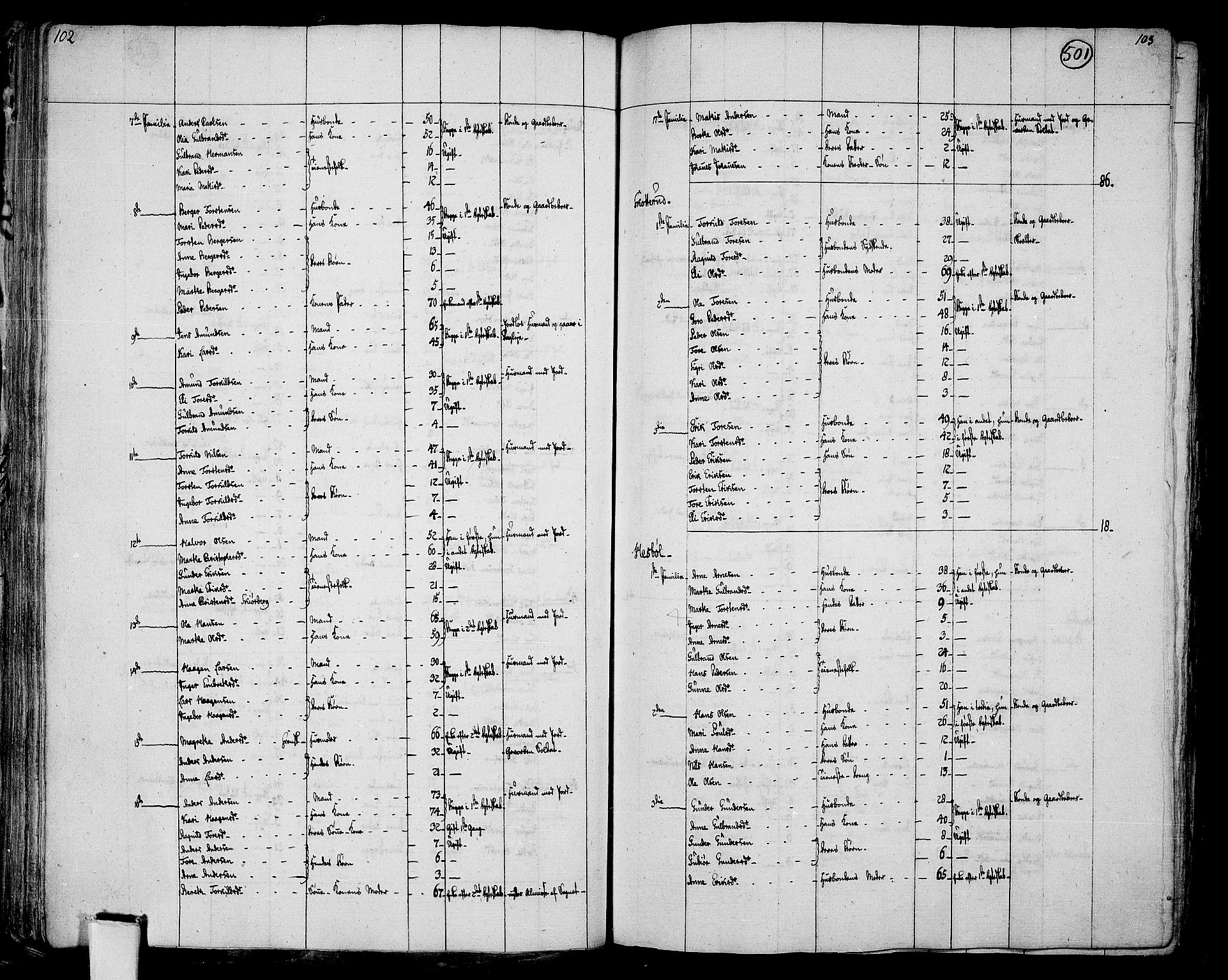 RA, 1801 census for 0421P Vinger, 1801, p. 500b-501a