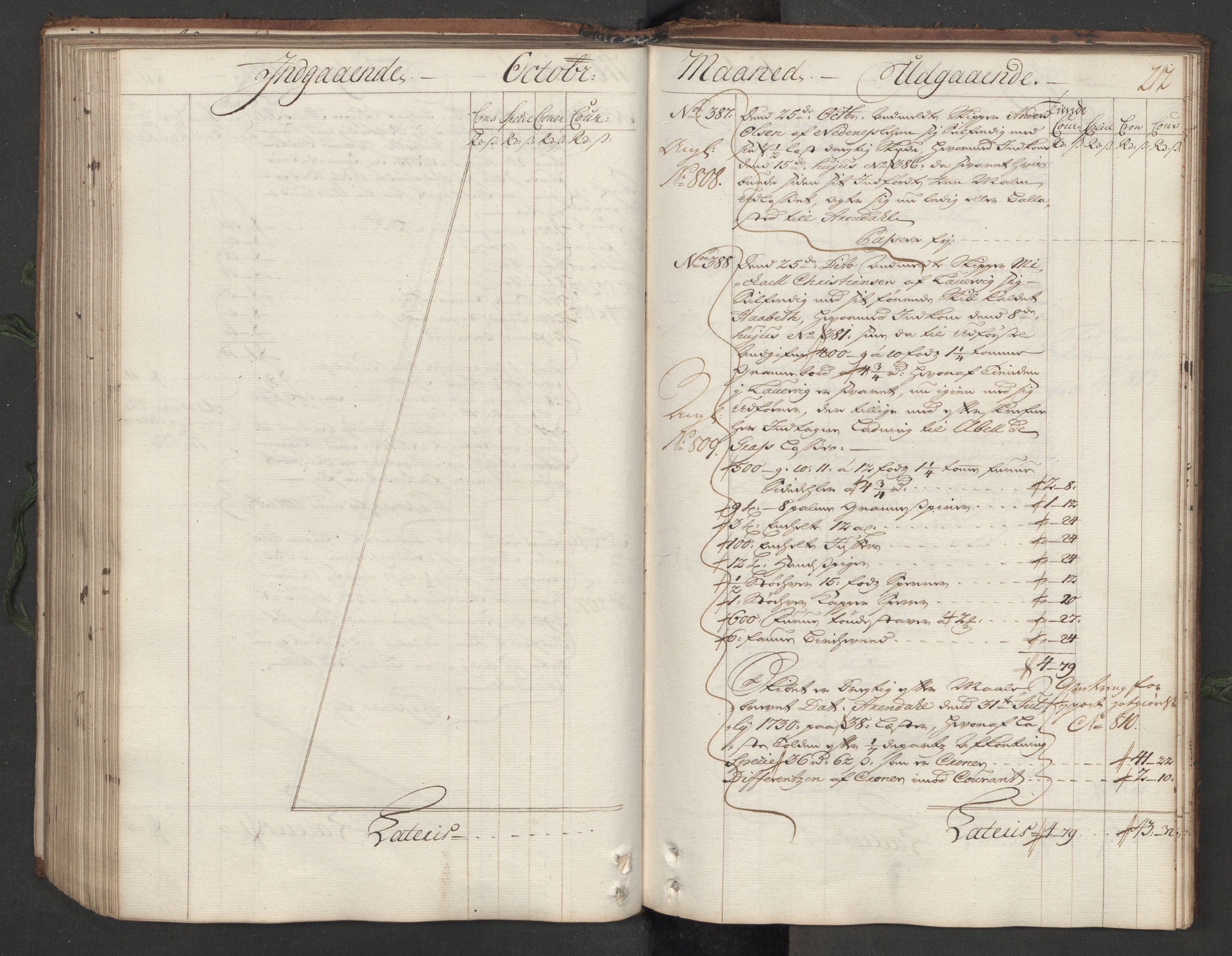 Generaltollkammeret, tollregnskaper, AV/RA-EA-5490/R12/L0007/0001: Tollregnskaper Langesund / Hovedtollbok, 1731, p. 211b-212a