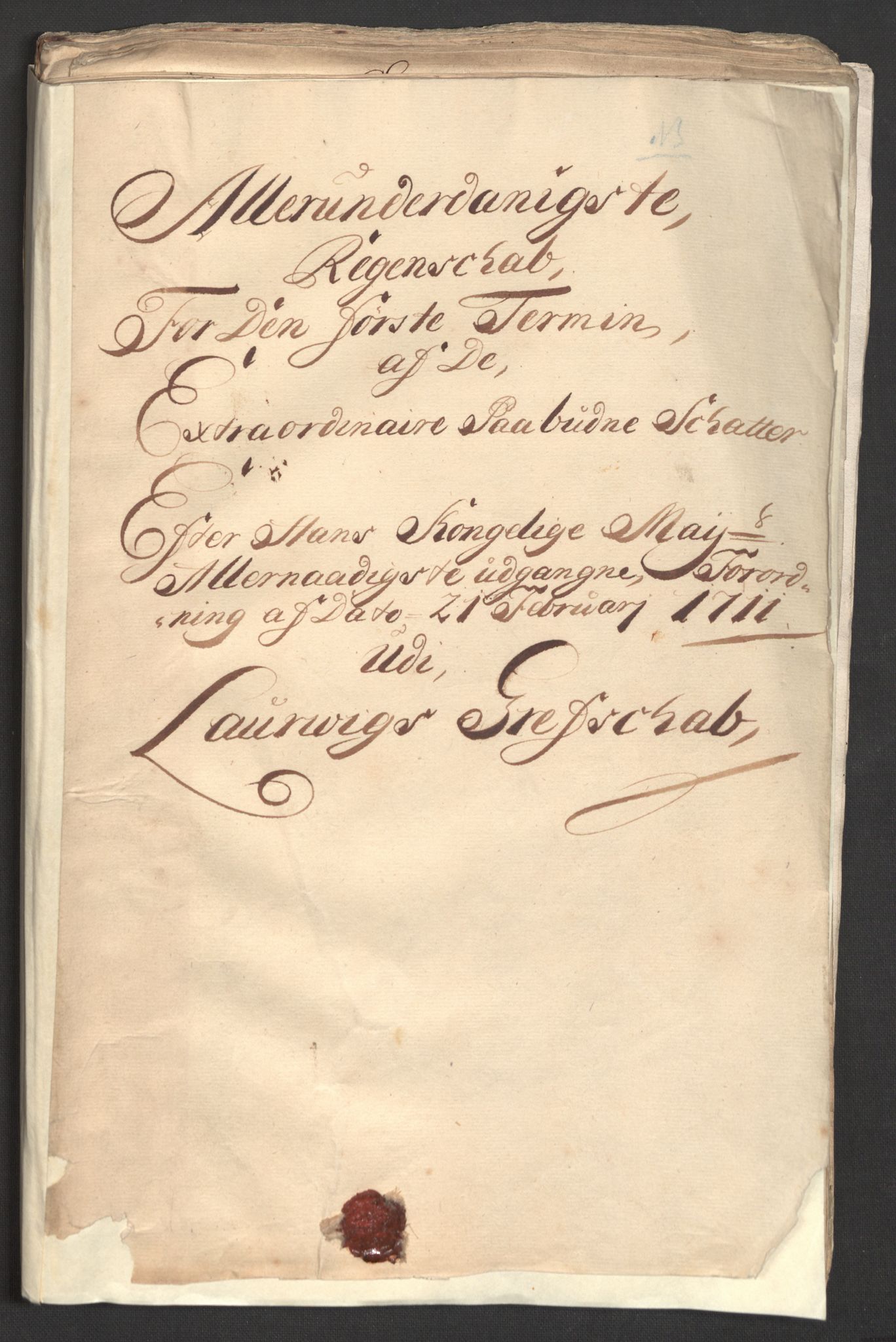 Rentekammeret inntil 1814, Reviderte regnskaper, Fogderegnskap, RA/EA-4092/R33/L1982: Fogderegnskap Larvik grevskap, 1711, p. 3