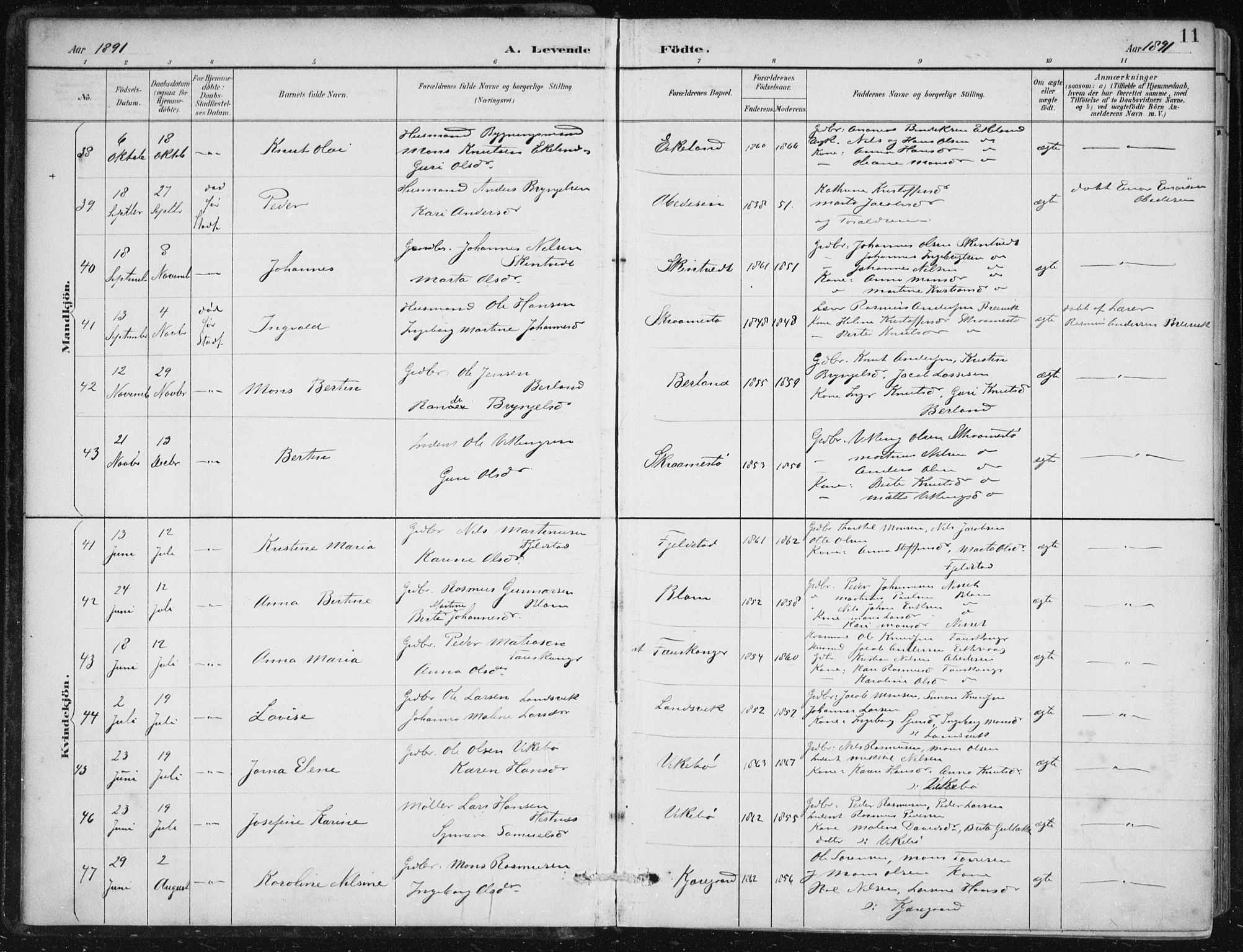 Herdla Sokneprestembete, AV/SAB-A-75701/H/Haa: Parish register (official) no. A 4, 1891-1905, p. 11